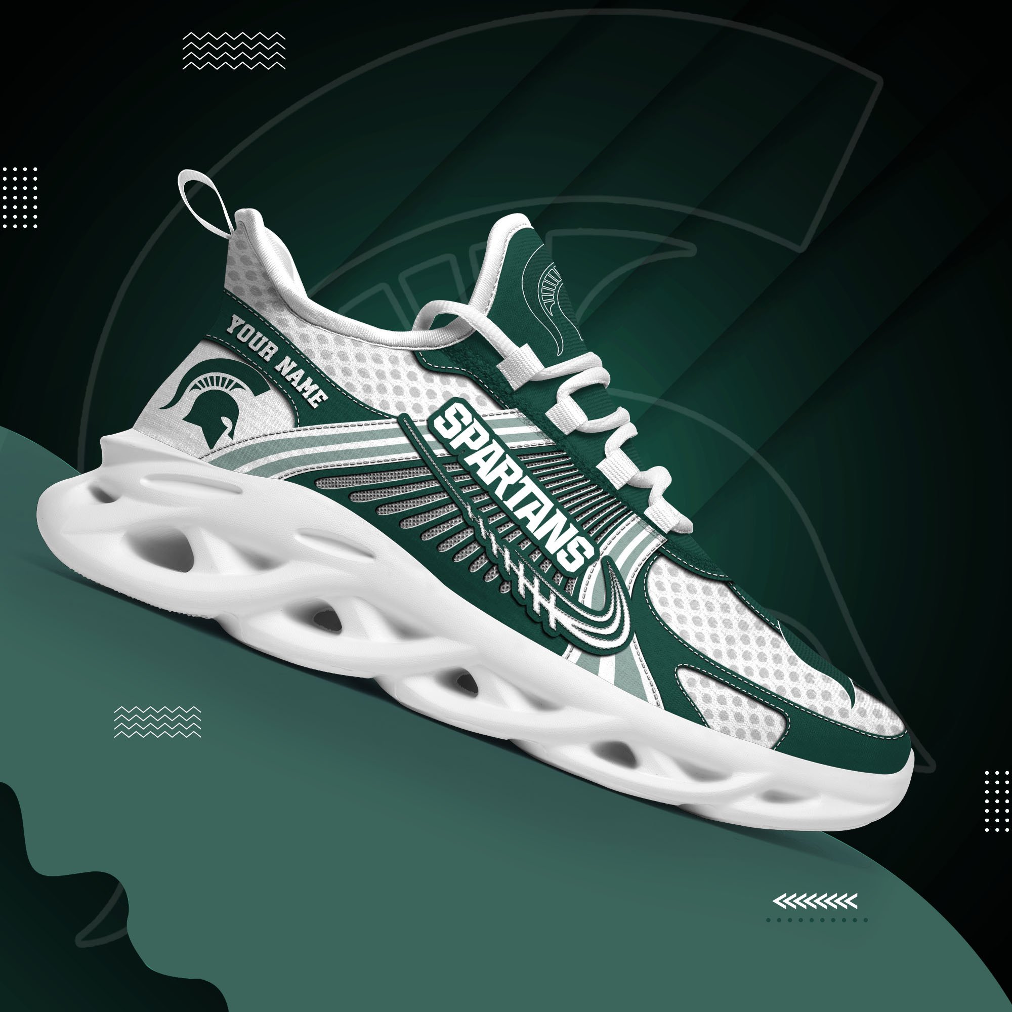 Michigan State Spartans Clunky Sneakers Custom Your Name, Sport Sneakers, Sport Gifts For Fan, Gifts For Him