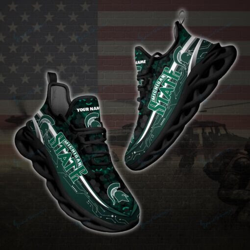 Michigan State Spartans Personalized Max Soul YZ Running Sneakers 123