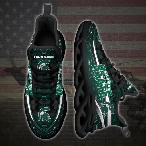 Michigan State Spartans Personalized Max Soul YZ Running Sneakers 123