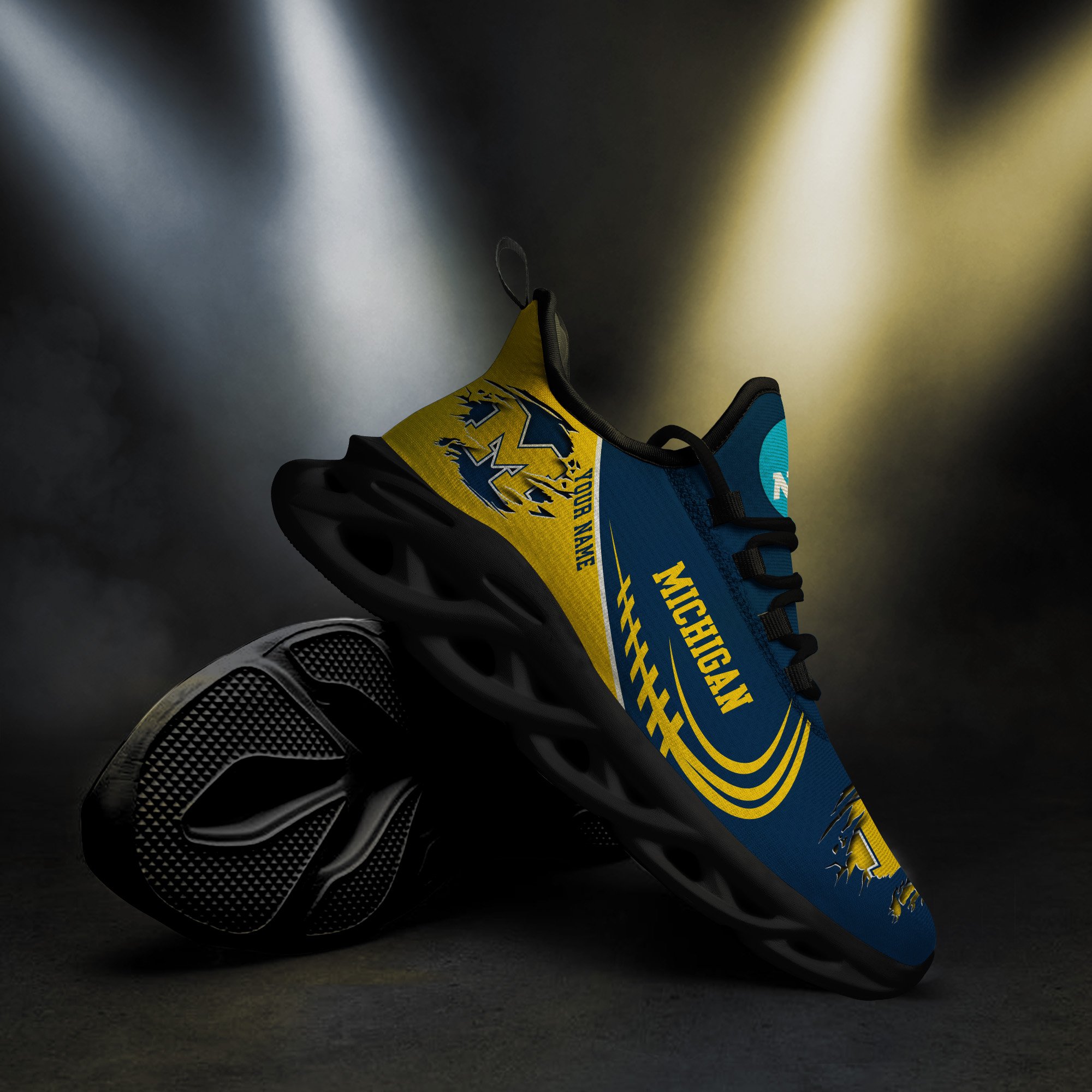 Michigan Wolverines Black Max Soul Shoes 2026 Versions Custom Name 016