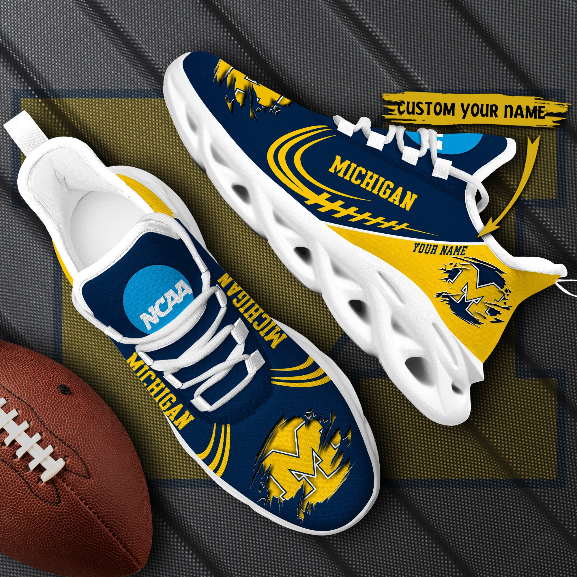 Michigan Wolverines Black Max Soul Shoes 2026 Versions Custom Name 016