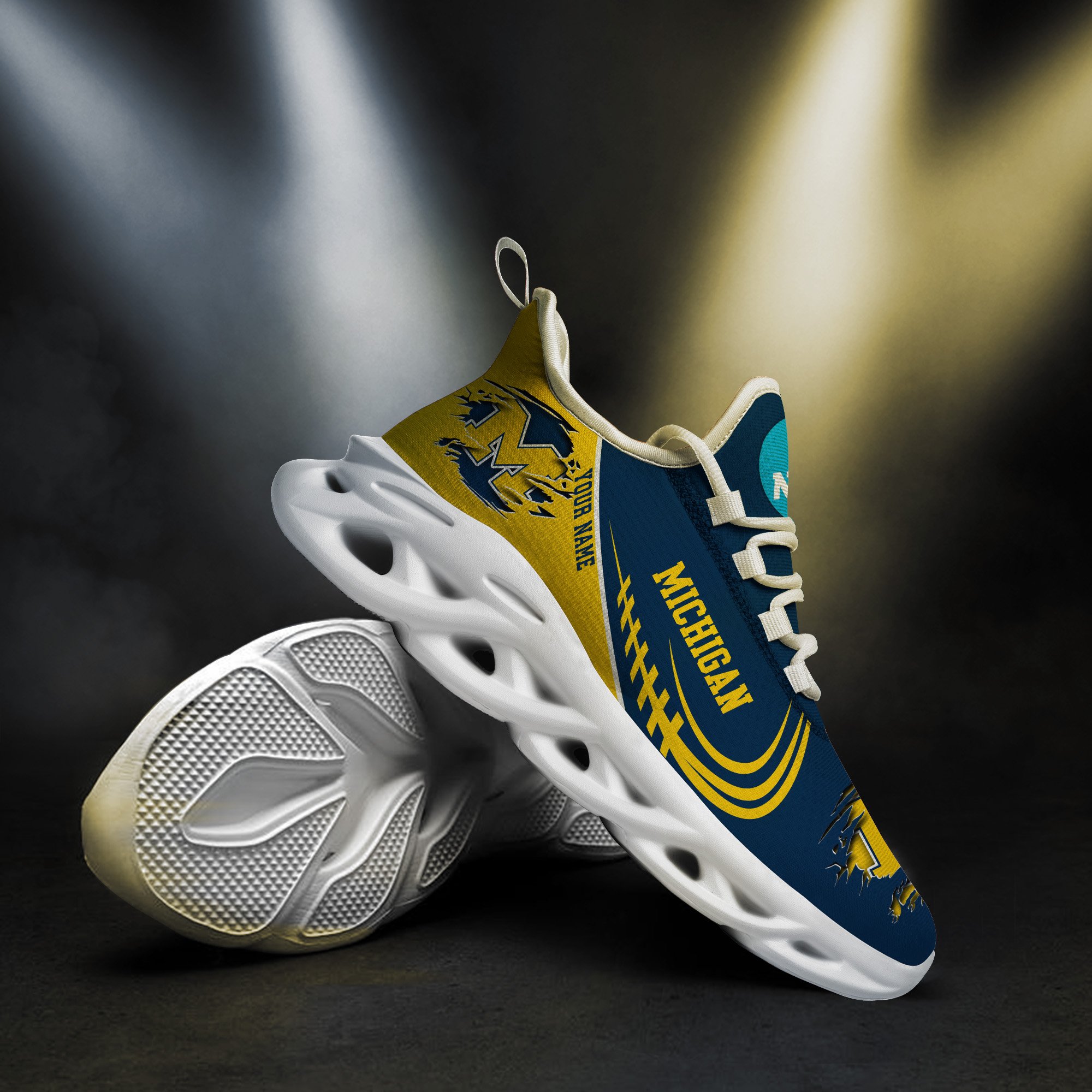 Michigan Wolverines Black Max Soul Shoes 2026 Versions Custom Name 016