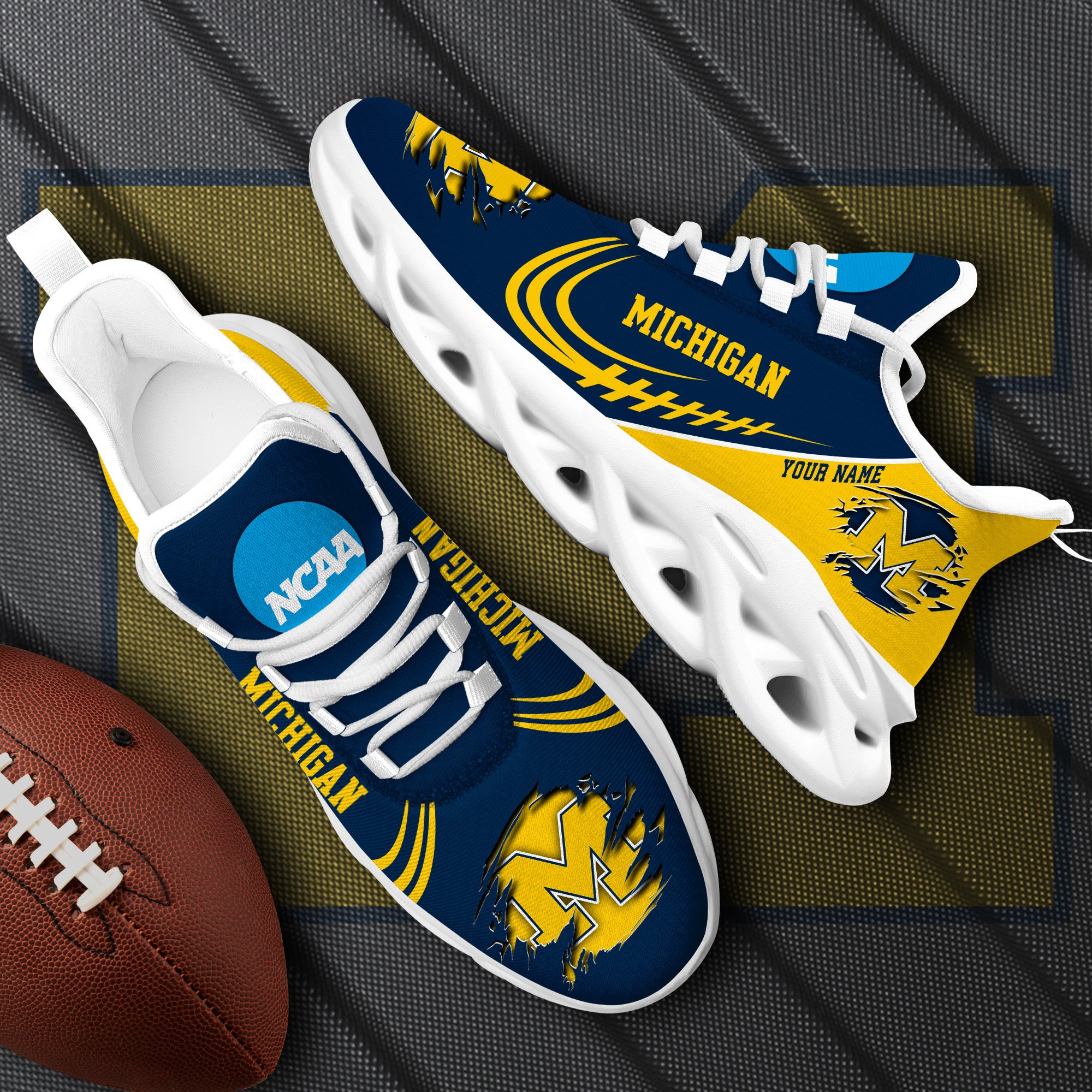 Michigan Wolverines Black Max Soul Shoes 2026 Versions Custom Name 016