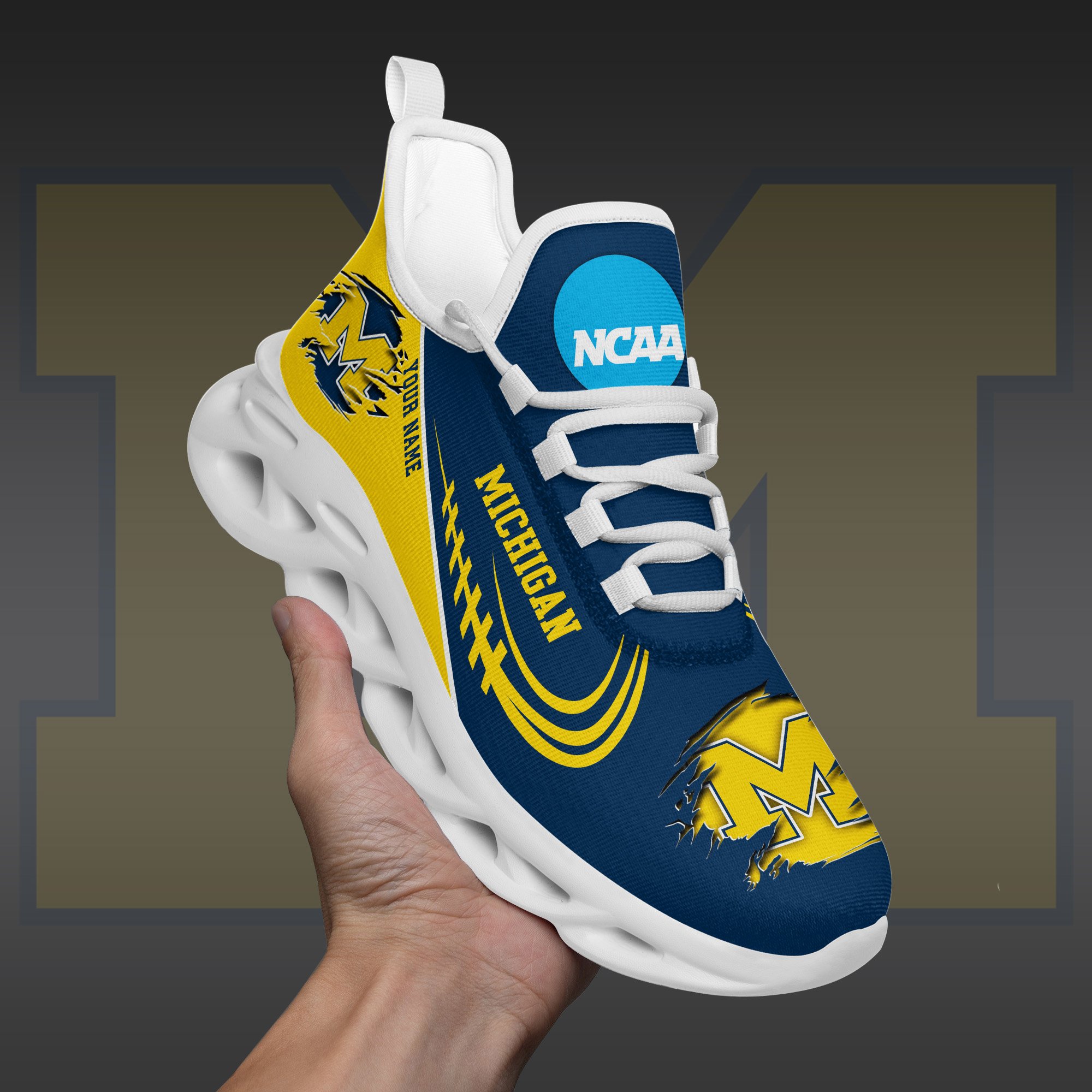 Michigan Wolverines Black Max Soul Shoes 2026 Versions Custom Name 016