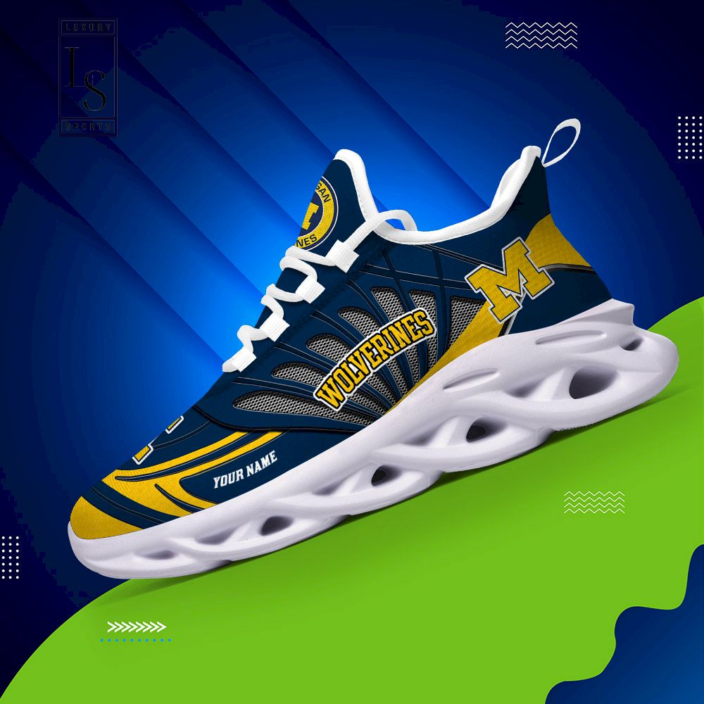 Michigan Wolverines Custom Name Max Soul Shoes