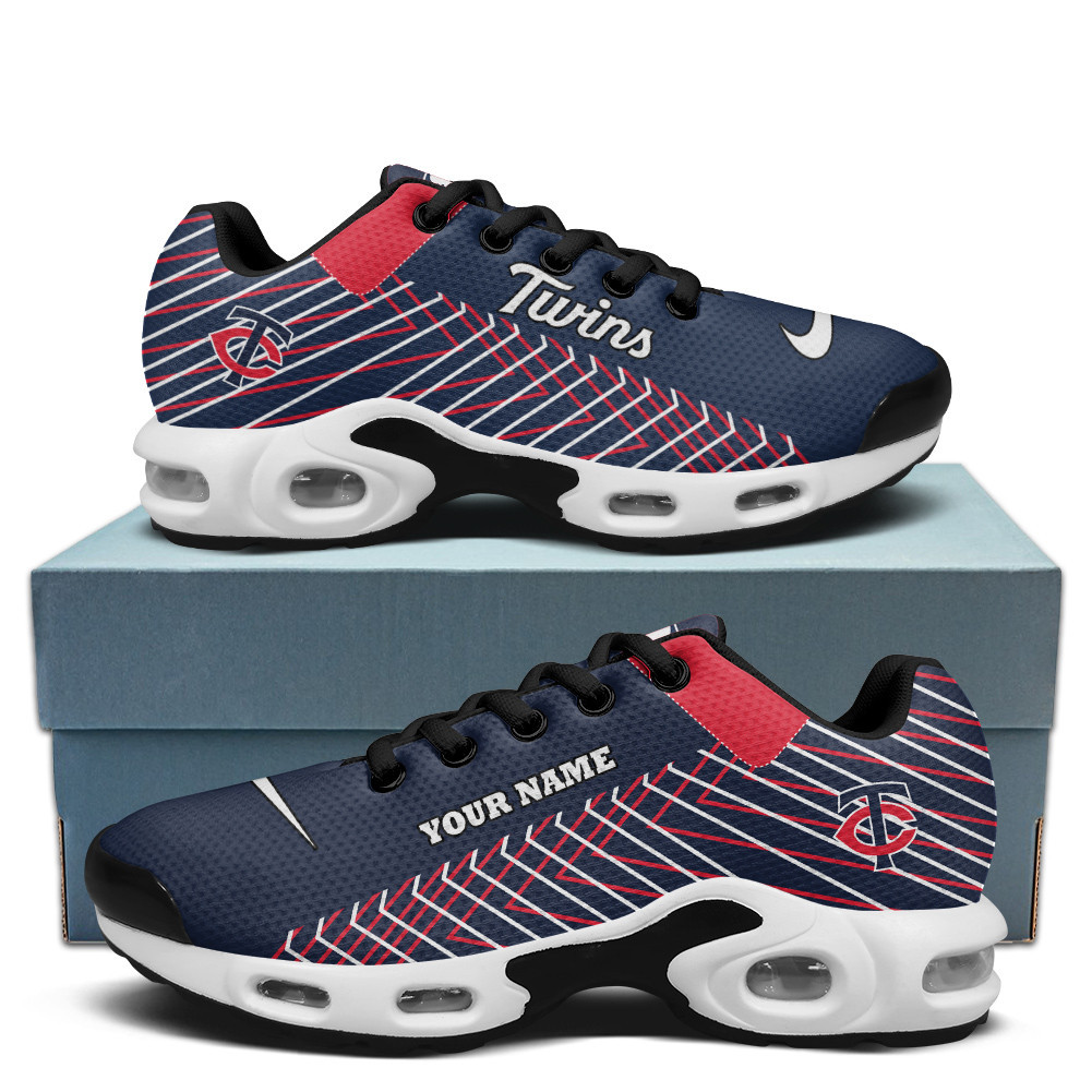 Minnesota Twins Personalized Name Team Colors Jagged Lines TN Air Max Shoes Air Cushion Sneakers