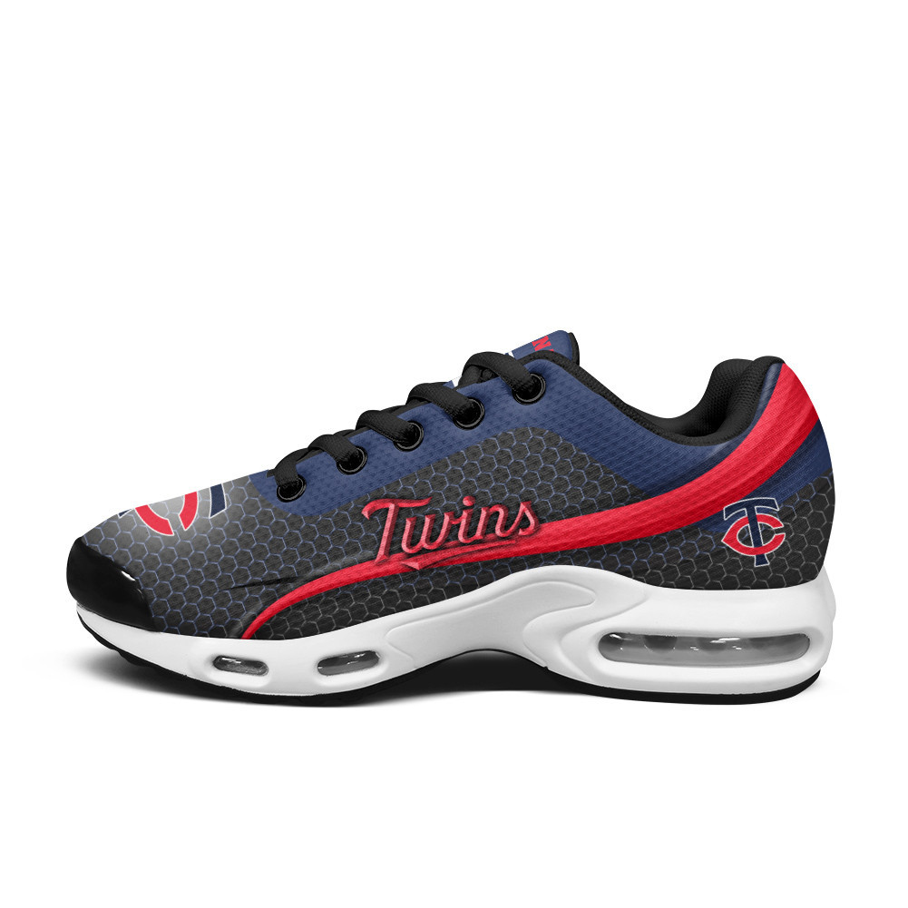 Minnesota Twins Personalized Name Team Colors Wave Line Beehive Pattern TN Air Max Shoes Air Cushion Sneakers