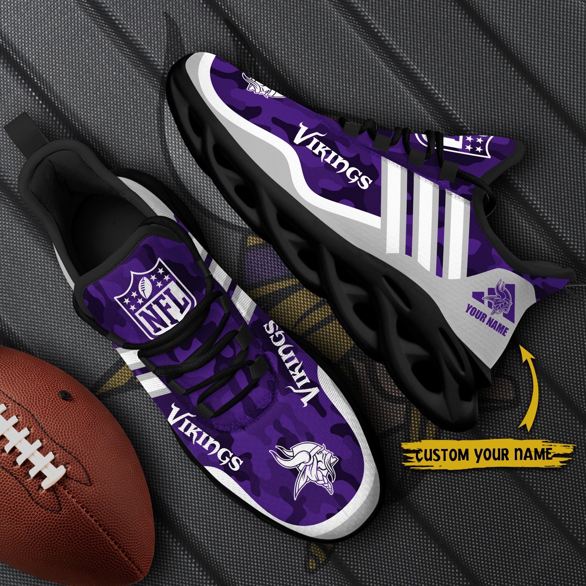 Minnesota Vikings Black Max Soul Shoes 2026 Versions Custom Name 430
