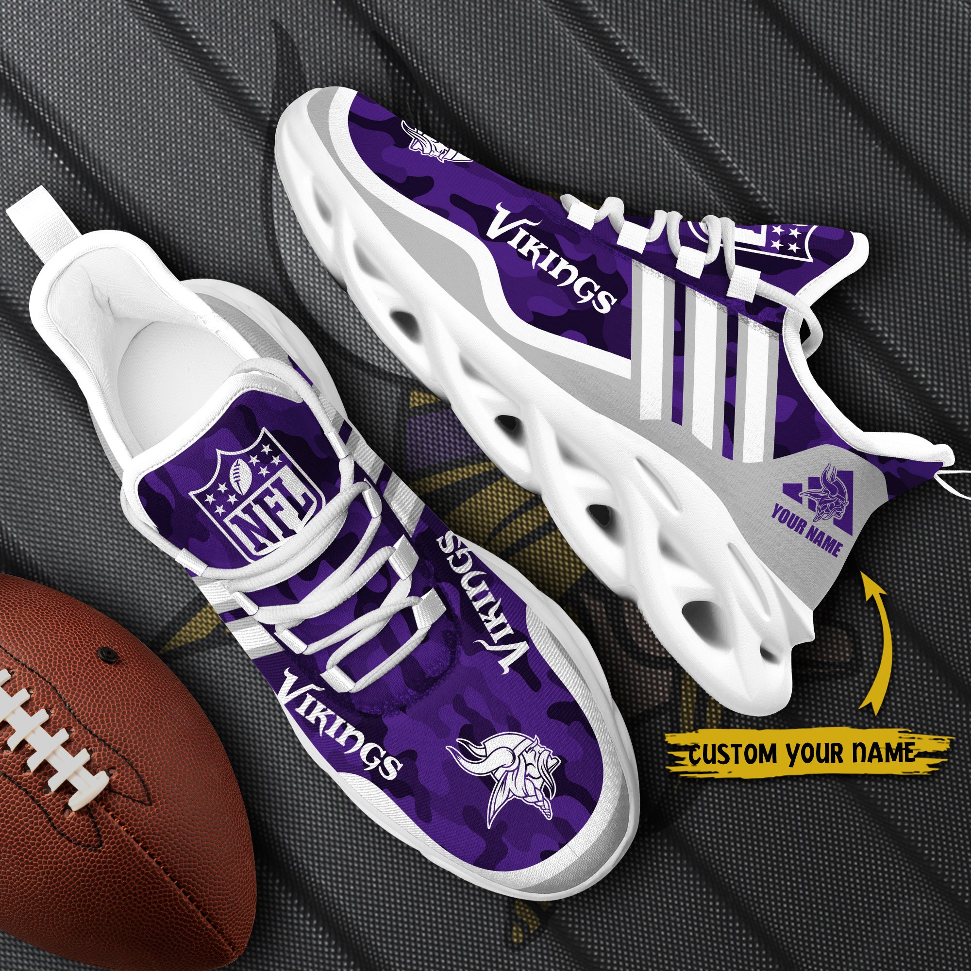 Minnesota Vikings Black Max Soul Shoes 2026 Versions Custom Name 430