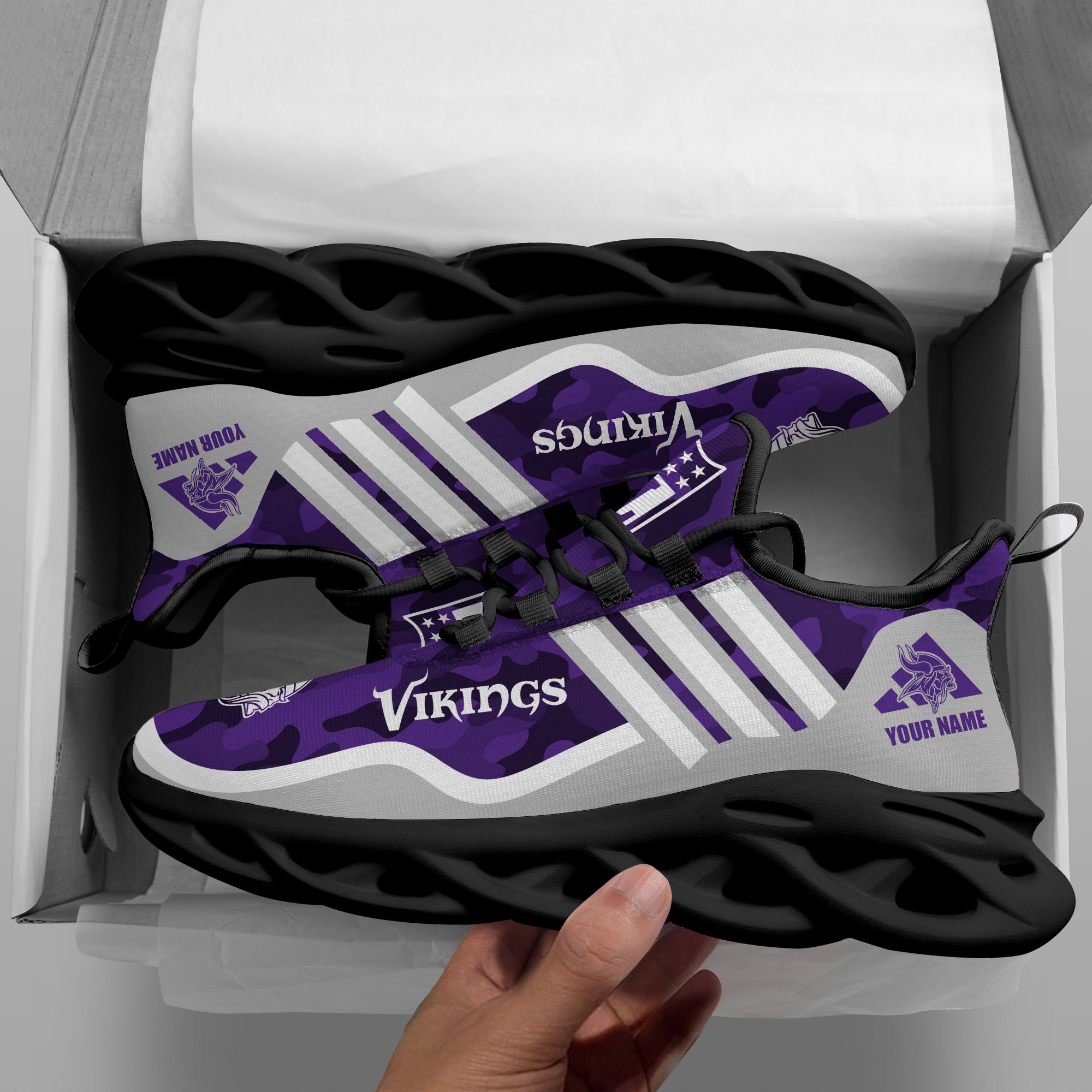Minnesota Vikings Black Max Soul Shoes 2026 Versions Custom Name 430