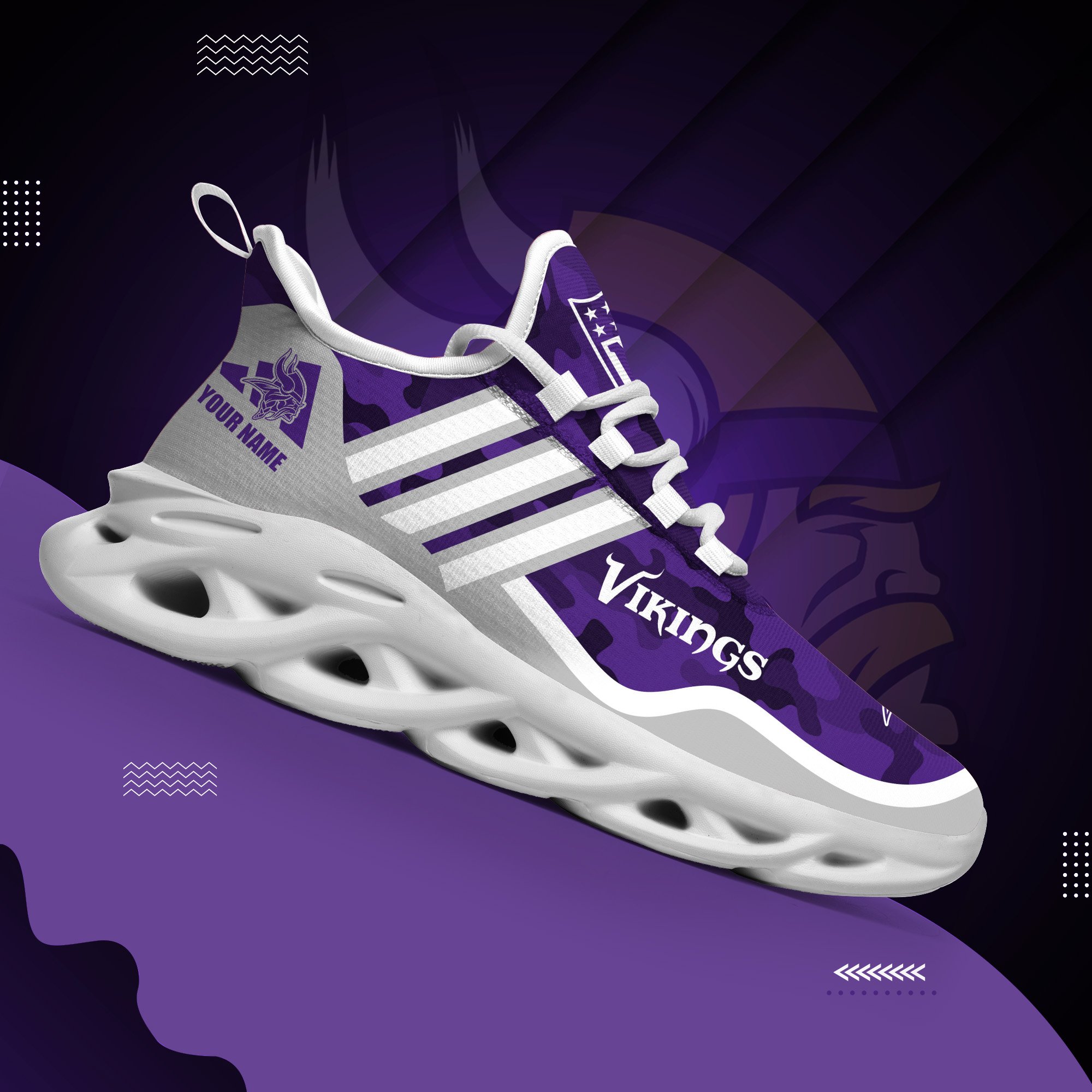 Minnesota Vikings Black Max Soul Shoes 2026 Versions Custom Name 430