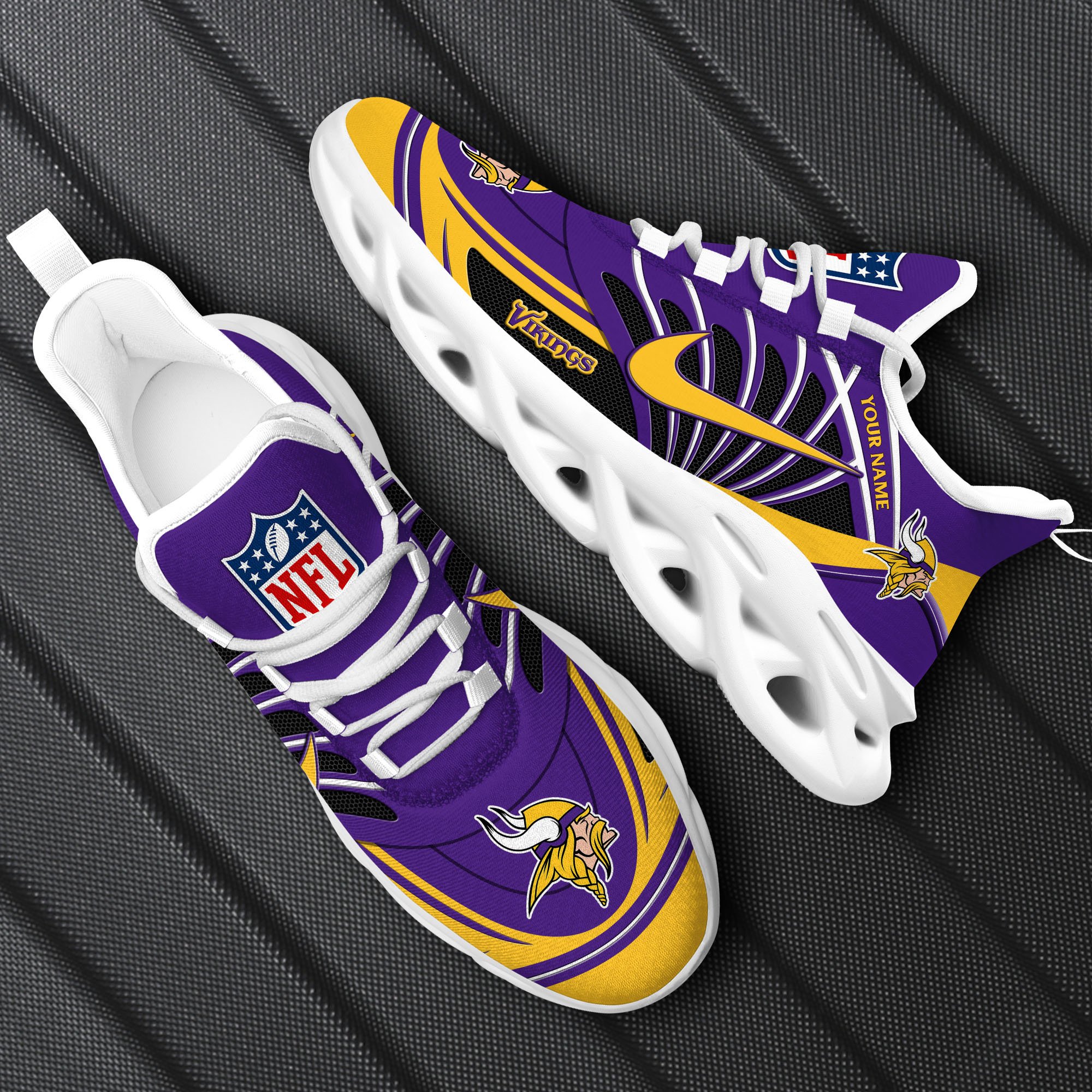 Minnesota Vikings Black Max Soul Shoes 2026 Versions Custom Name 898
