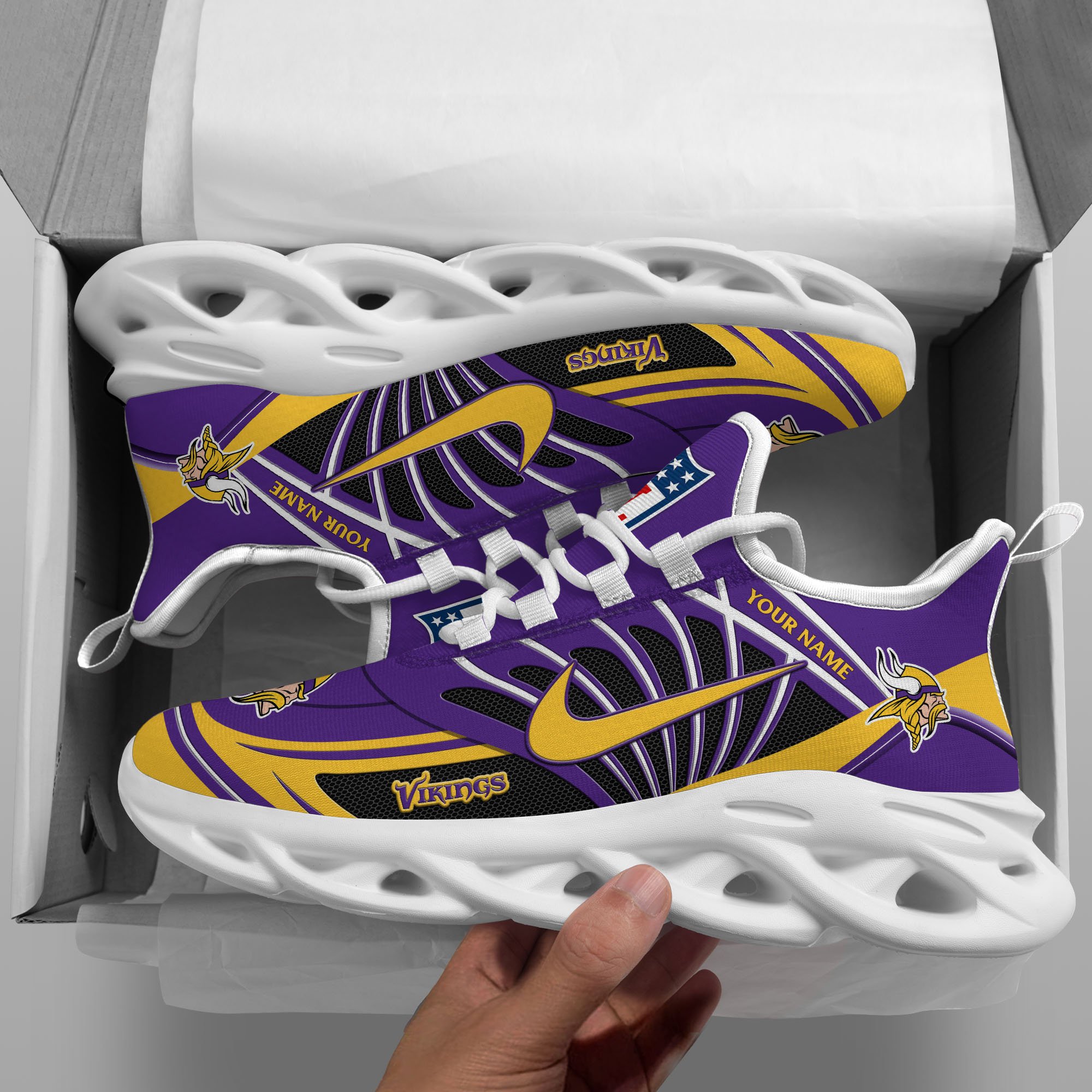 Minnesota Vikings Black Max Soul Shoes 2026 Versions Custom Name 898