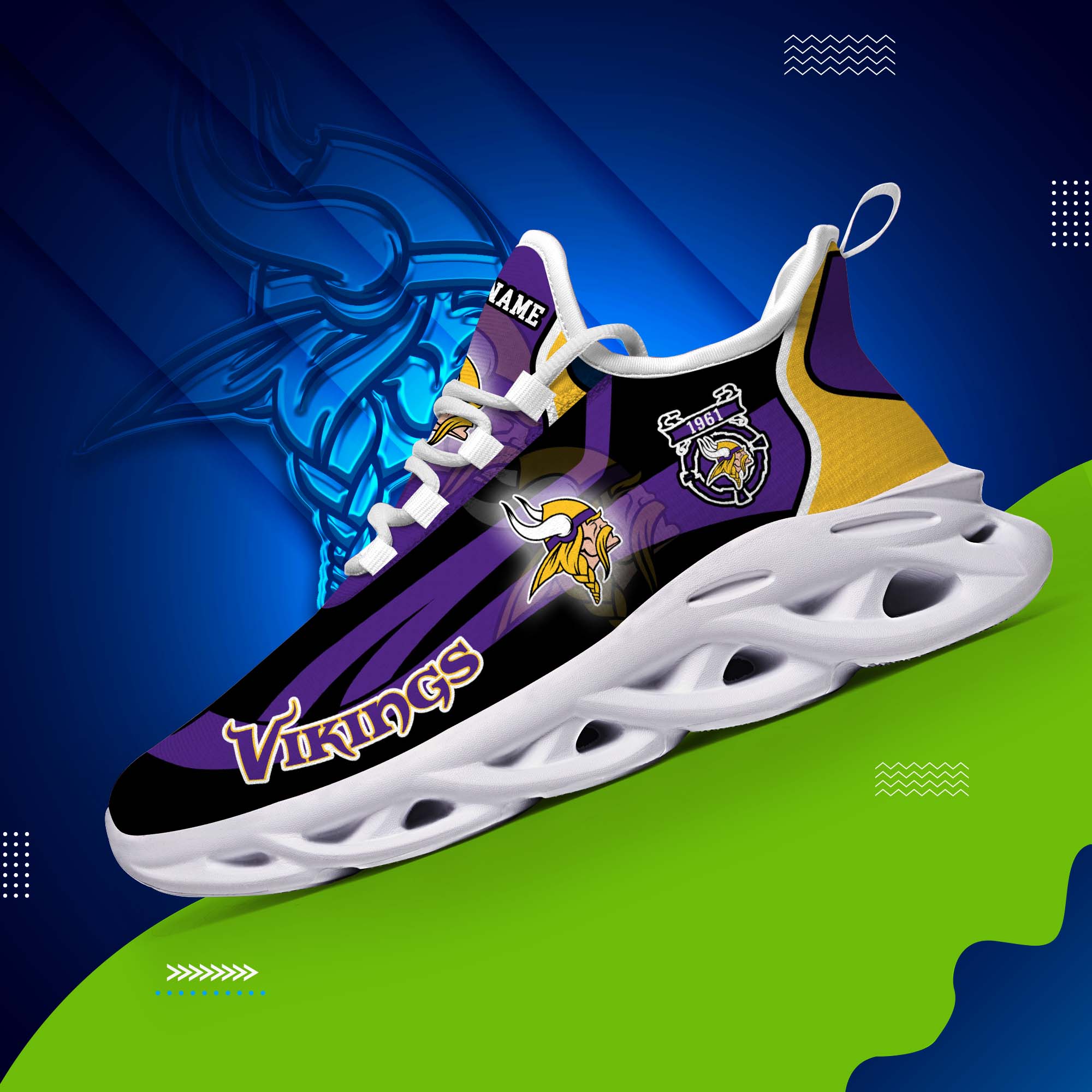 Minnesota Vikings White C Sneakers 2026 Version Personalized Your Name 090