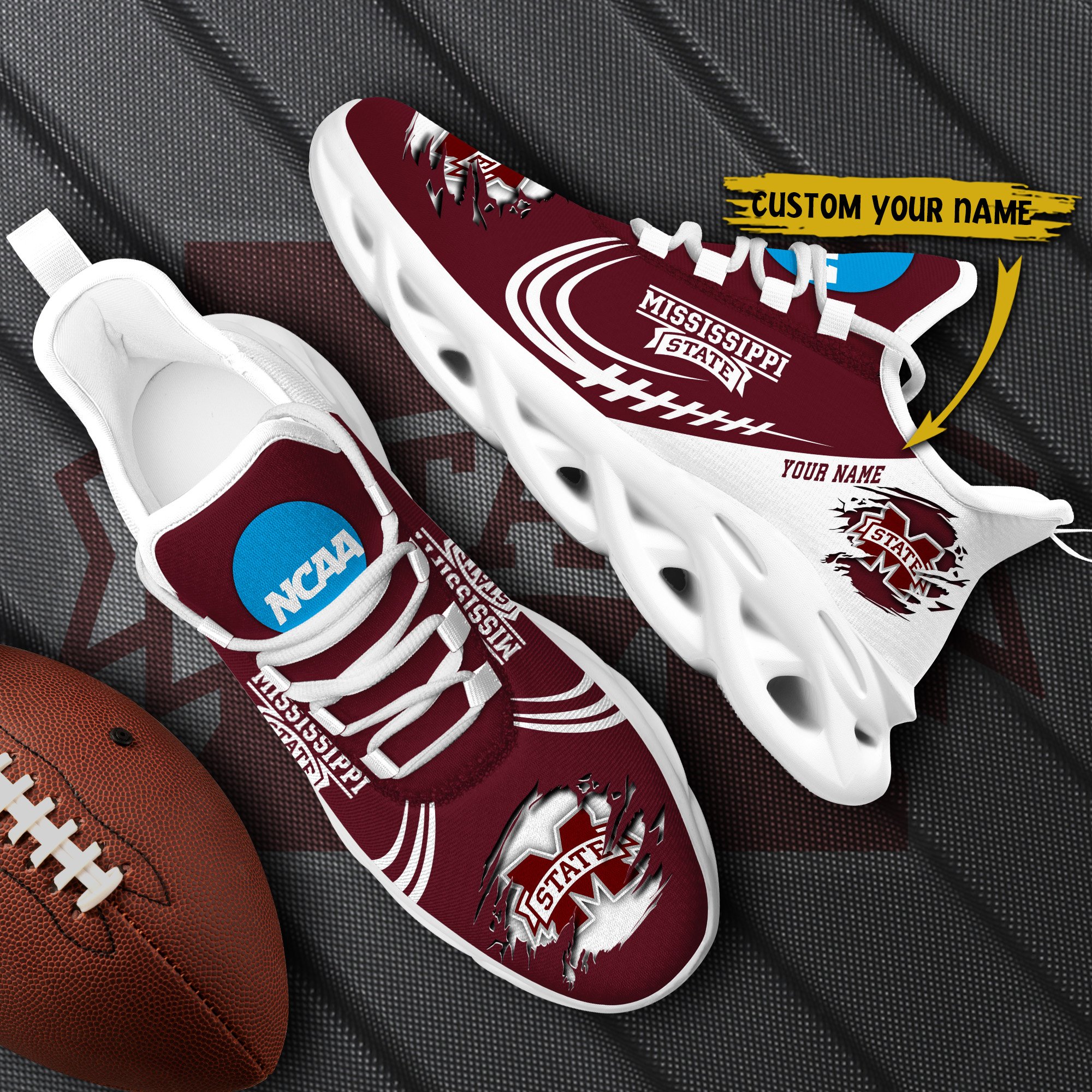 Mississippi State Bulldogs Black Max Soul Shoes 2026 Versions Custom Name 016