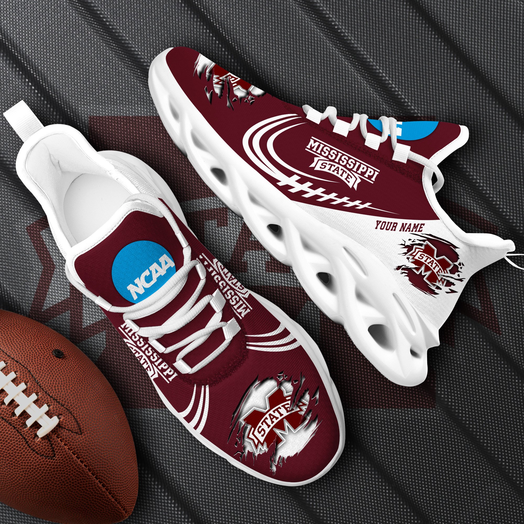 Mississippi State Bulldogs Black Max Soul Shoes 2026 Versions Custom Name 016