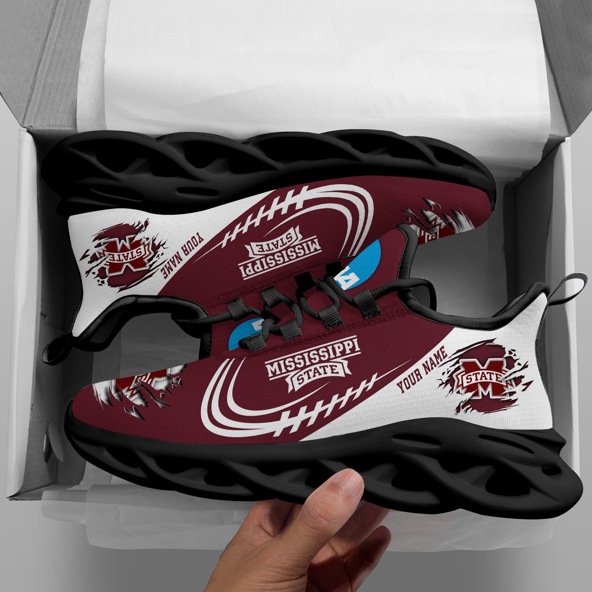 Mississippi State Bulldogs Black Max Soul Shoes 2026 Versions Custom Name 016