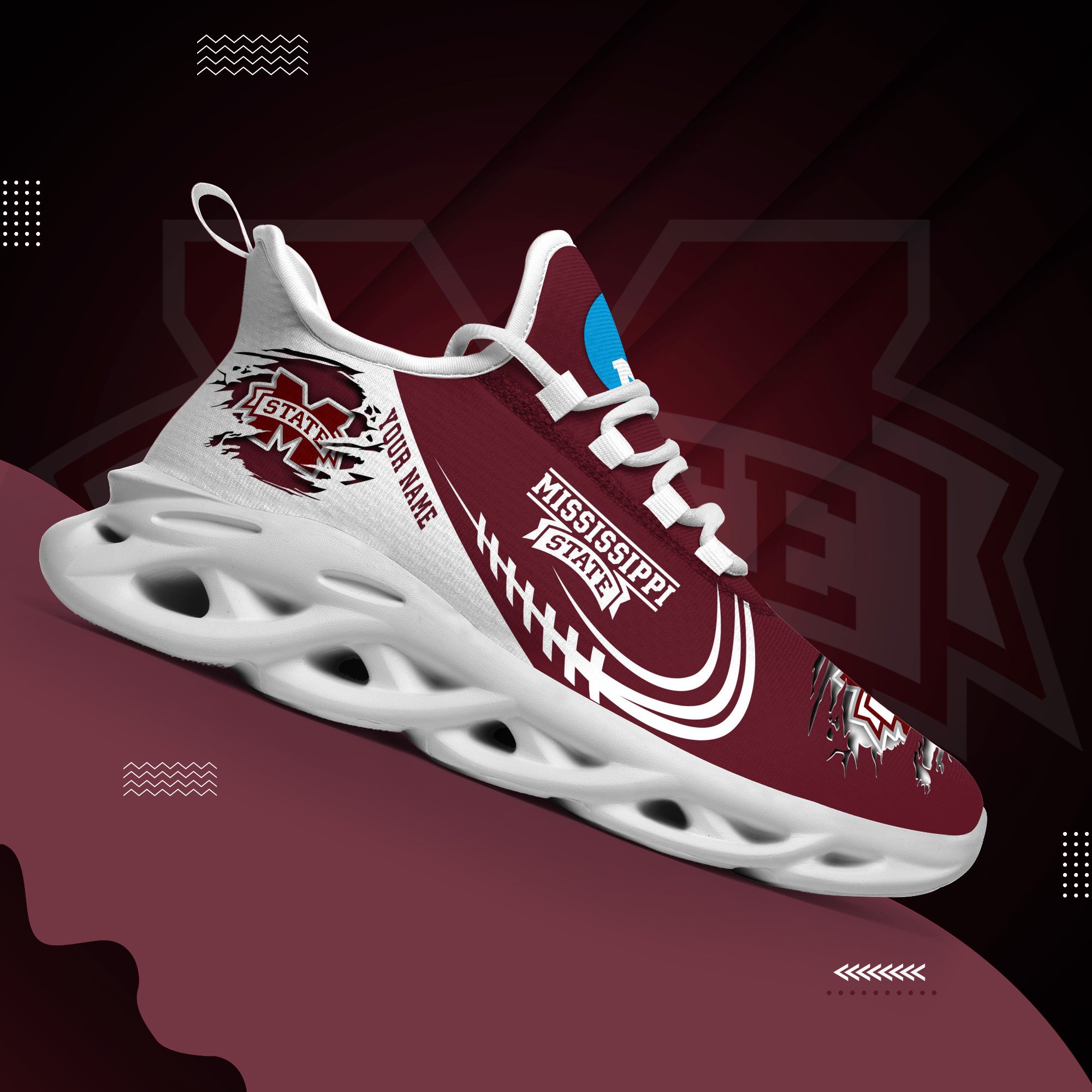 Mississippi State Bulldogs Black Max Soul Shoes 2026 Versions Custom Name 016