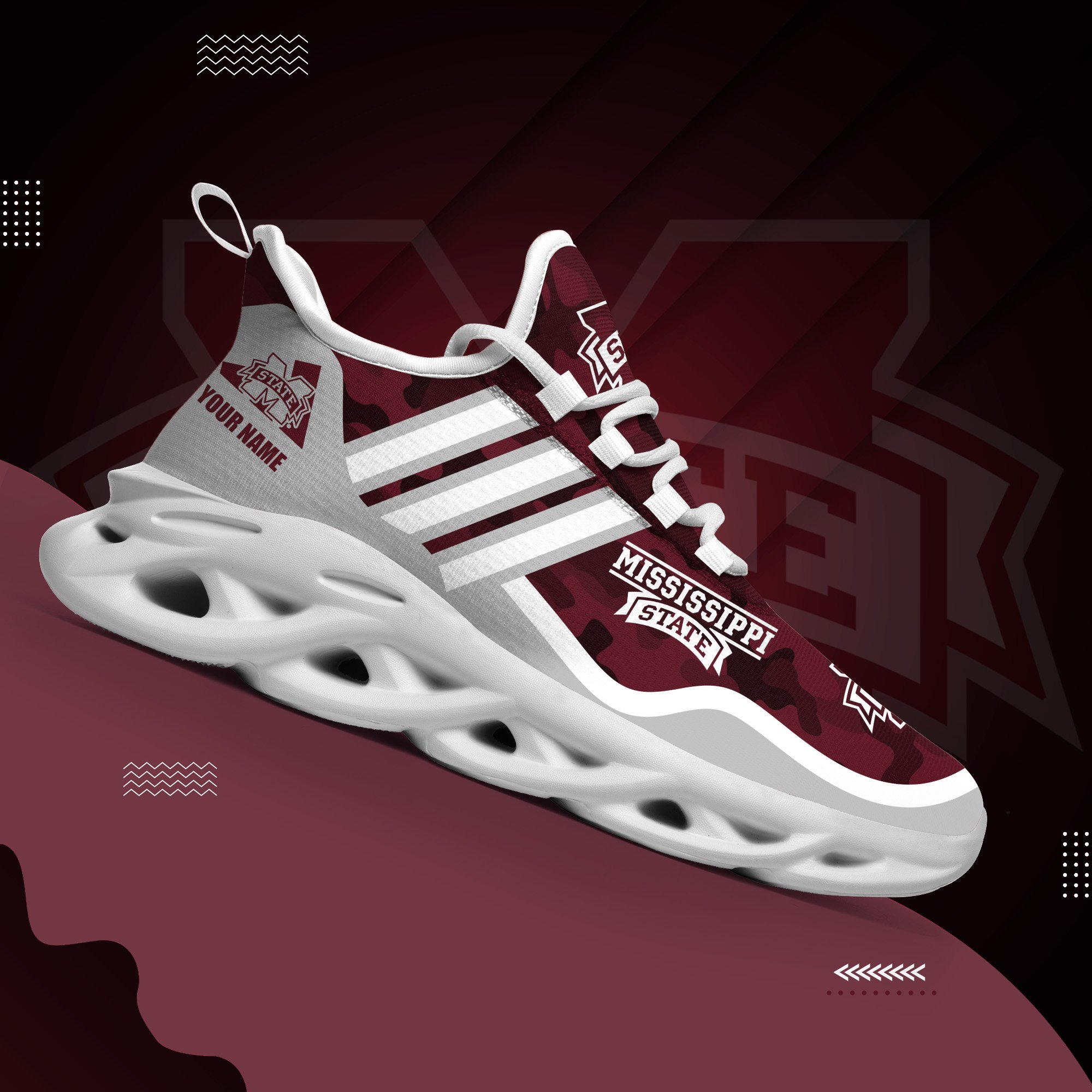 Mississippi State Bulldogs Black Max Soul Shoes 2026 Versions Custom Name 466