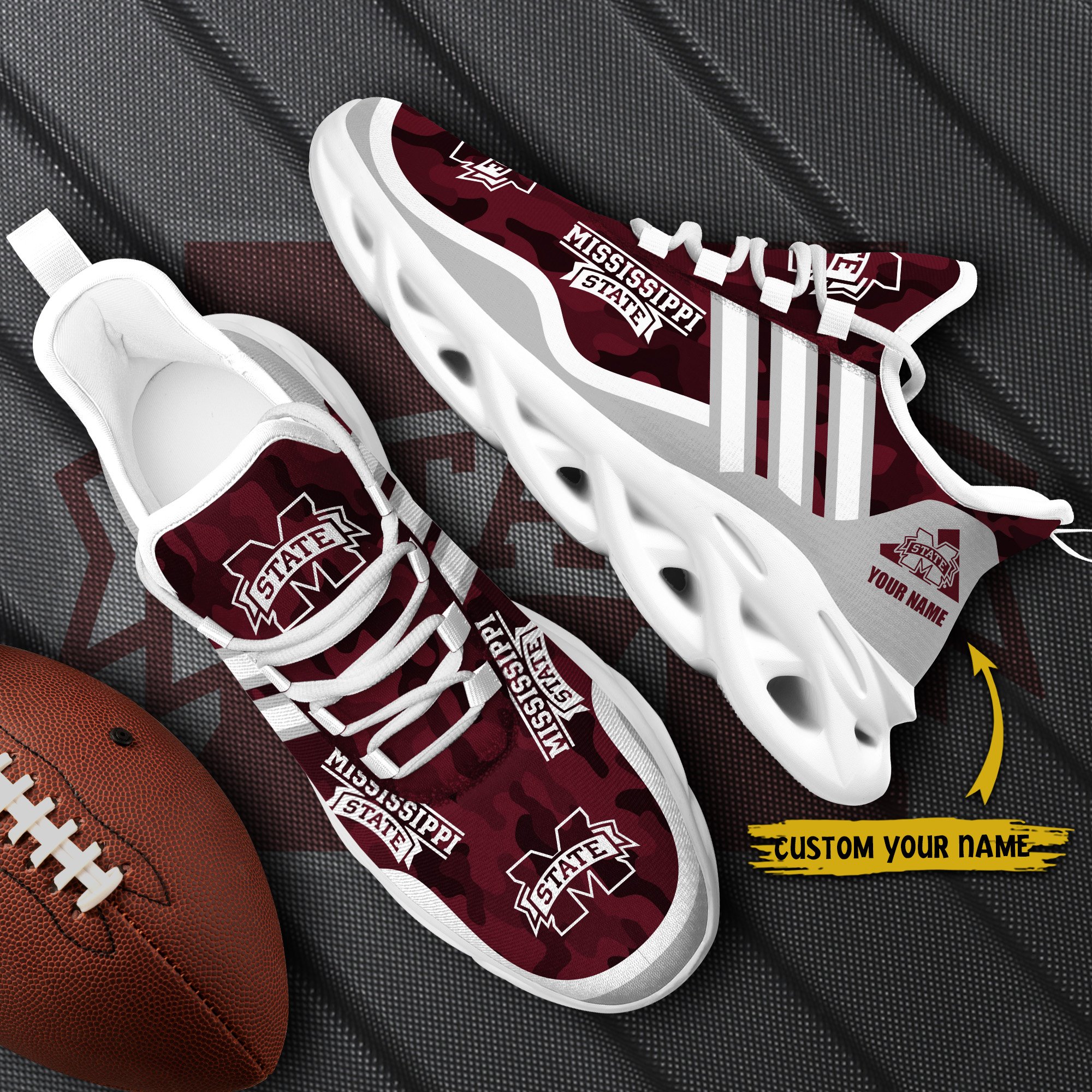 Mississippi State Bulldogs Black Max Soul Shoes 2026 Versions Custom Name 466