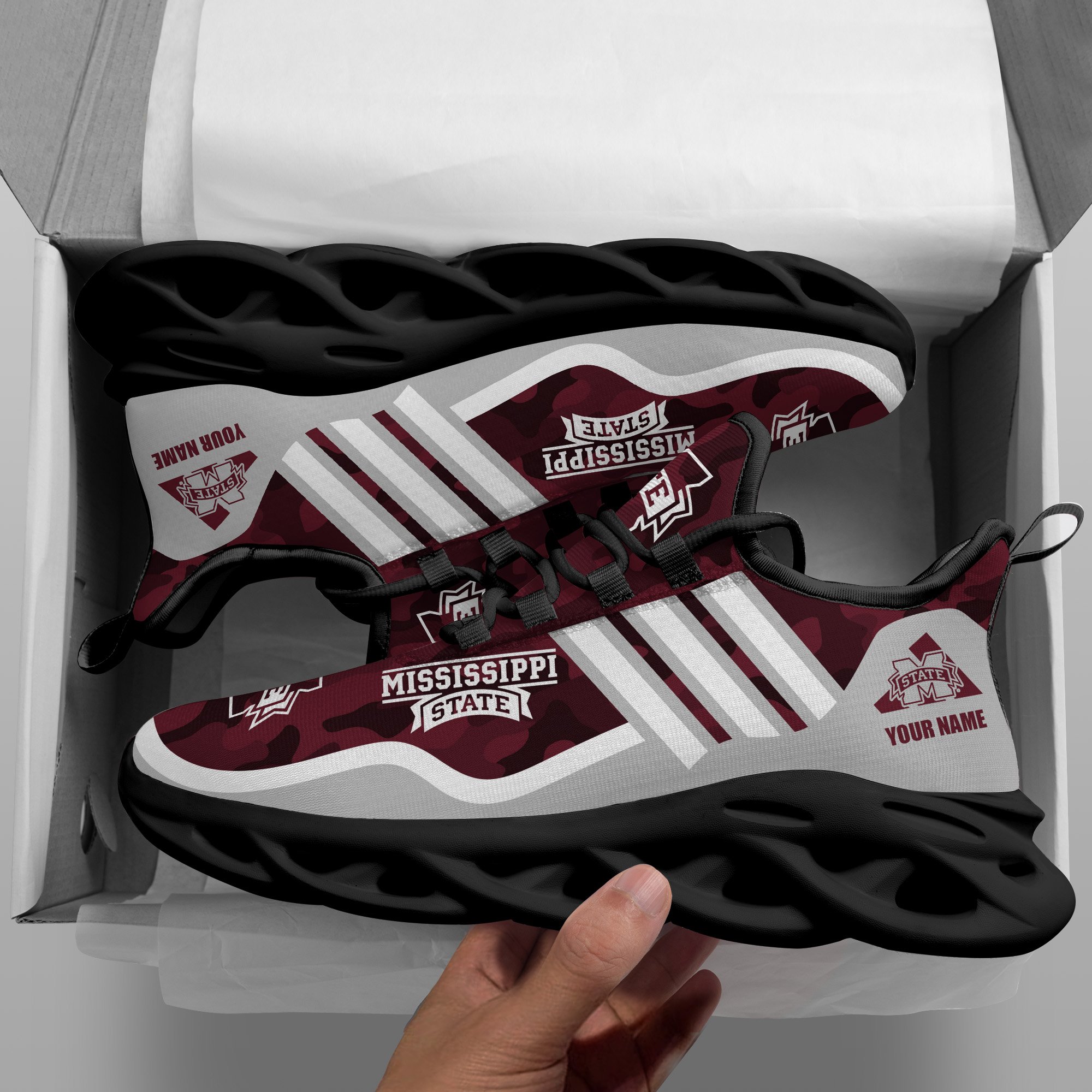 Mississippi State Bulldogs Black Max Soul Shoes 2026 Versions Custom Name 466