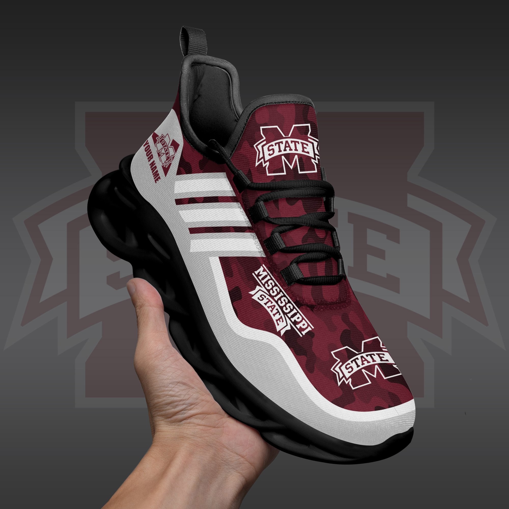 Mississippi State Bulldogs Black Max Soul Shoes 2026 Versions Custom Name 466