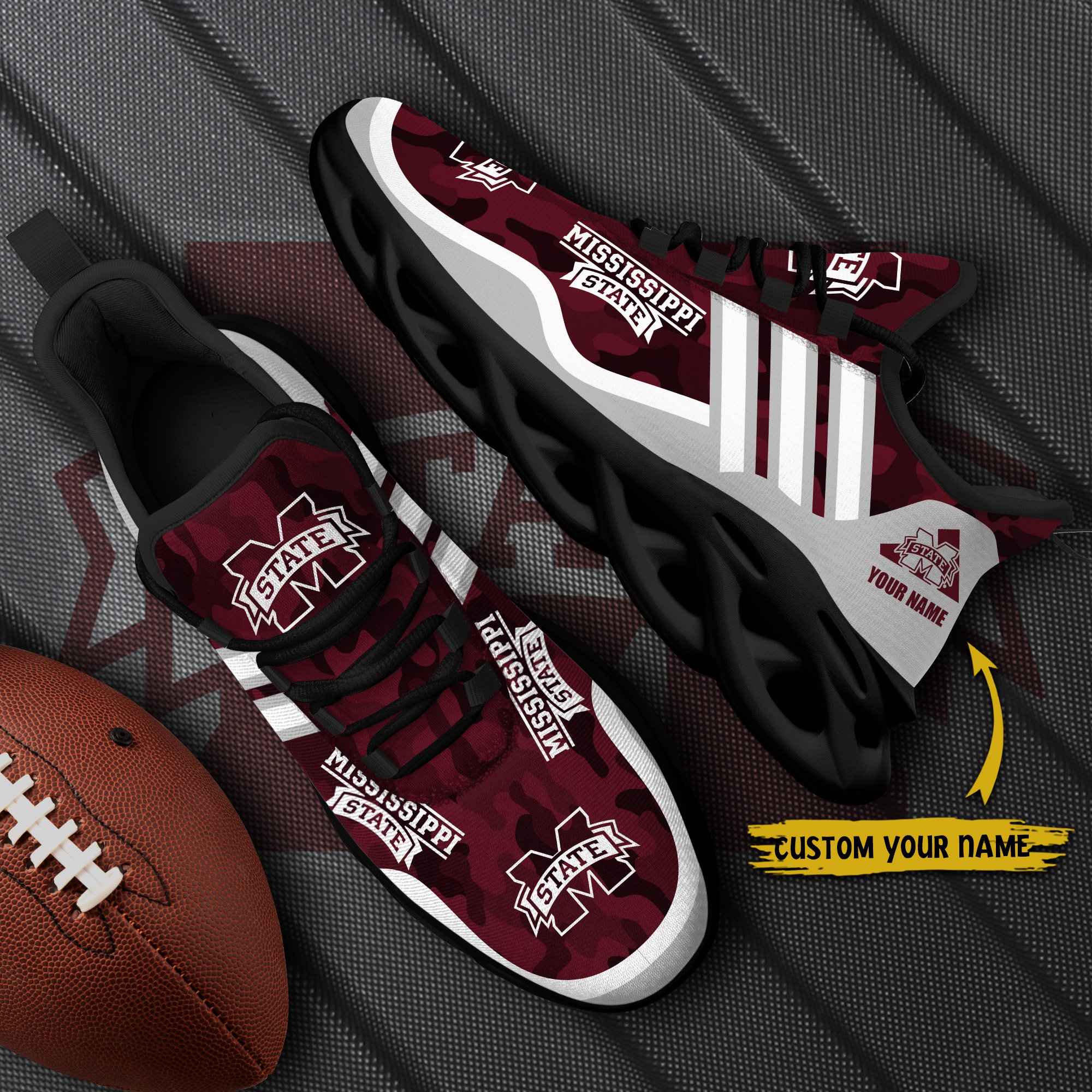 Mississippi State Bulldogs Black Max Soul Shoes 2026 Versions Custom Name 466