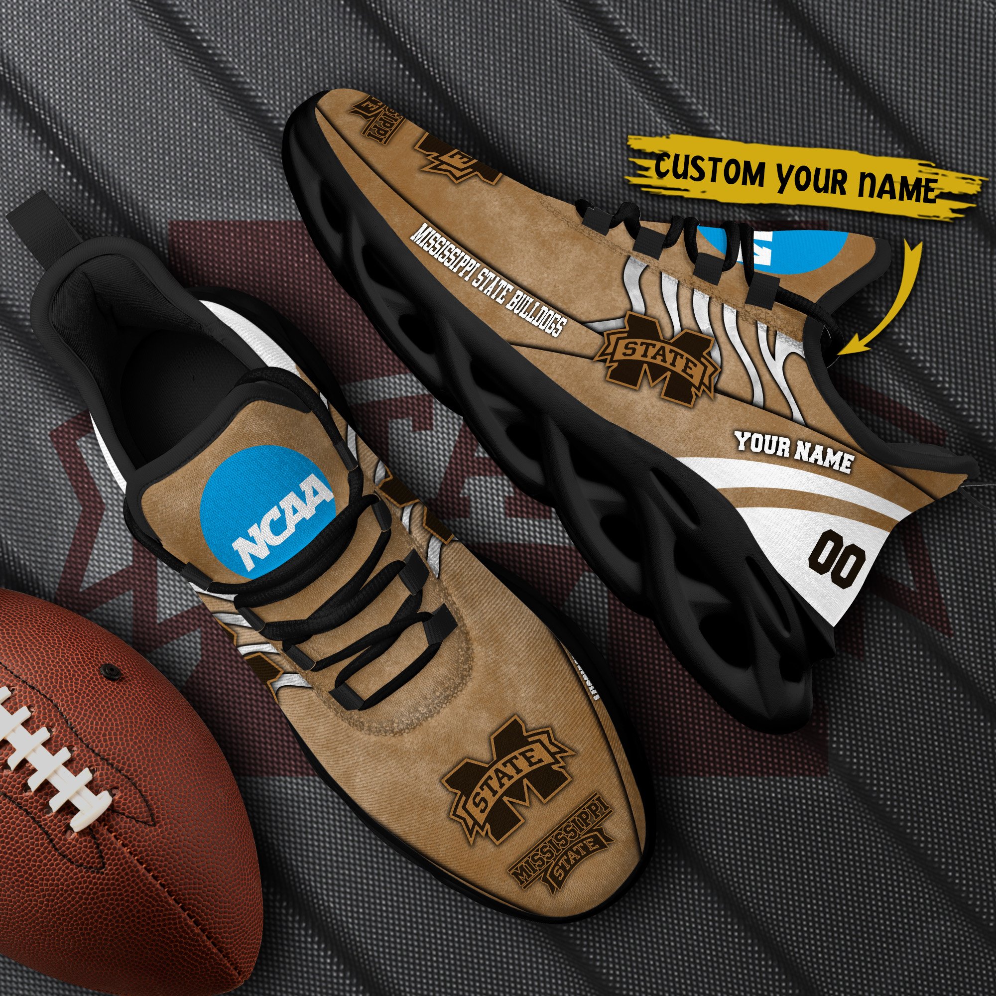 Mississippi State Bulldogs Black Max Soul Shoes 2026 Versions Custom Your Name And Number 312