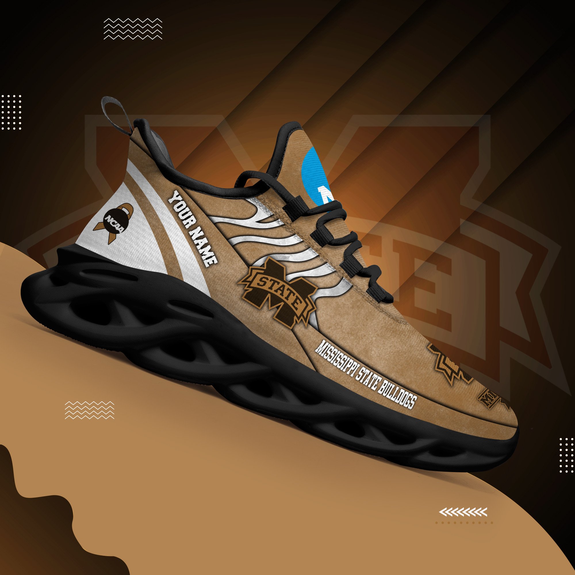 Mississippi State Bulldogs Black Max Soul Shoes 2026 Versions Custom Your Name And Number 312