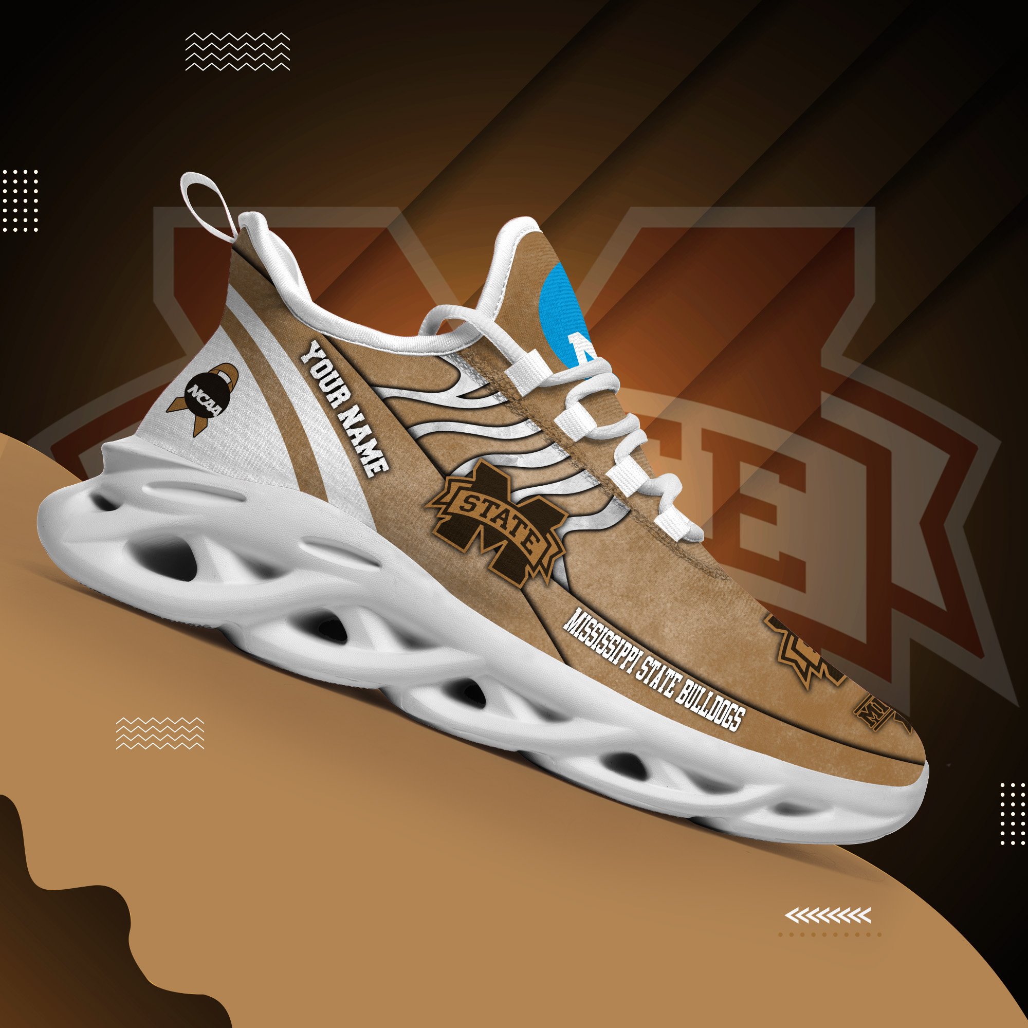 Mississippi State Bulldogs Black Max Soul Shoes 2026 Versions Custom Your Name And Number 312