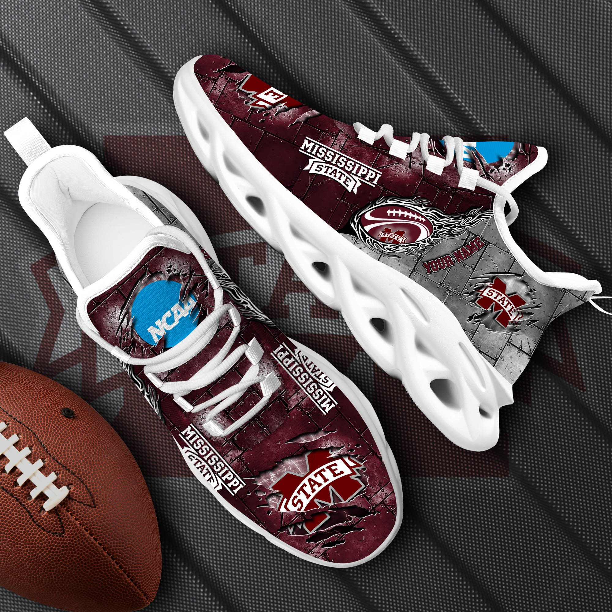 Mississippi State Bulldogs Black Max Soul Shoes 2026 Versions, White Max Soul Shoes Custom Your Name PH879