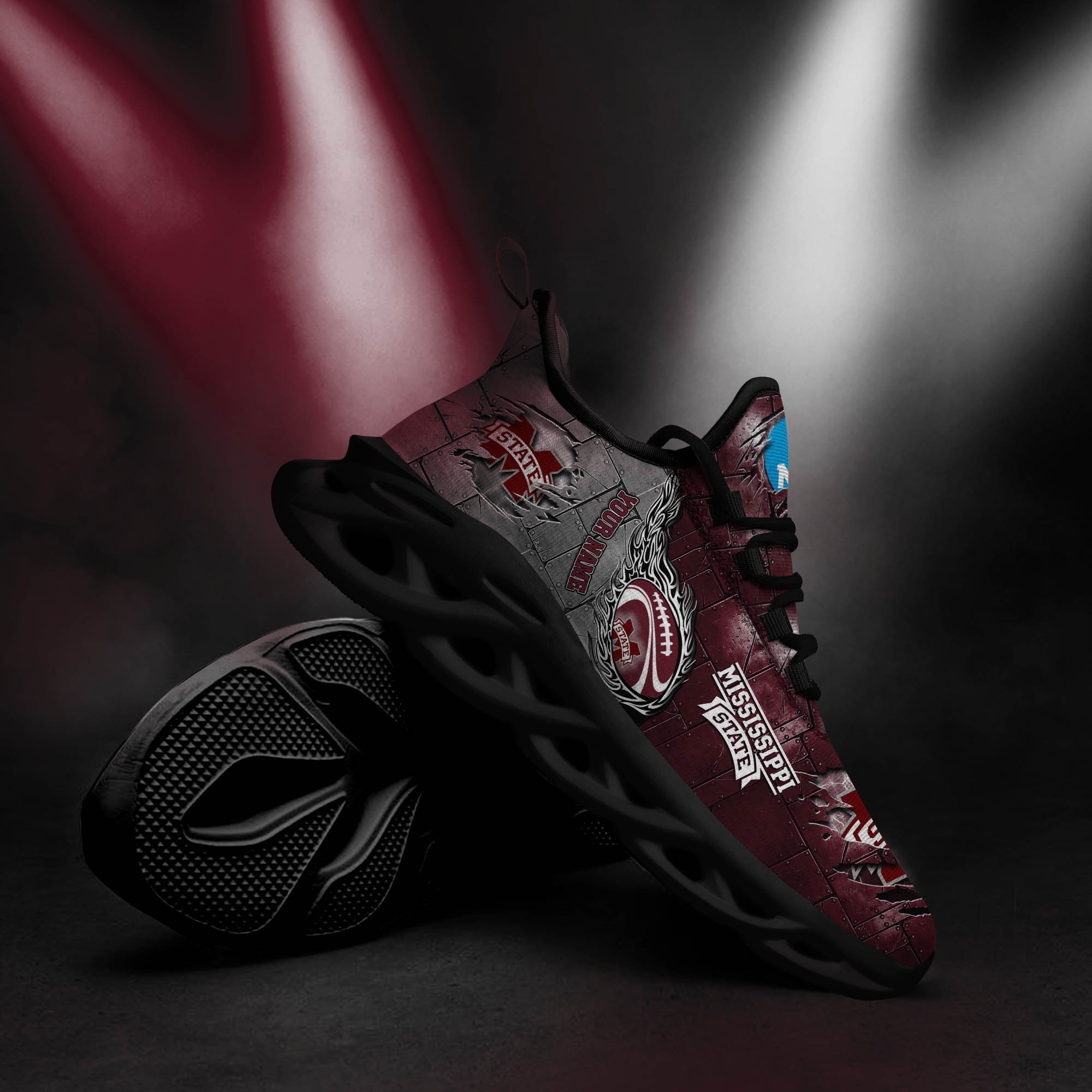 Mississippi State Bulldogs Black Max Soul Shoes 2026 Versions, White Max Soul Shoes Custom Your Name PH879