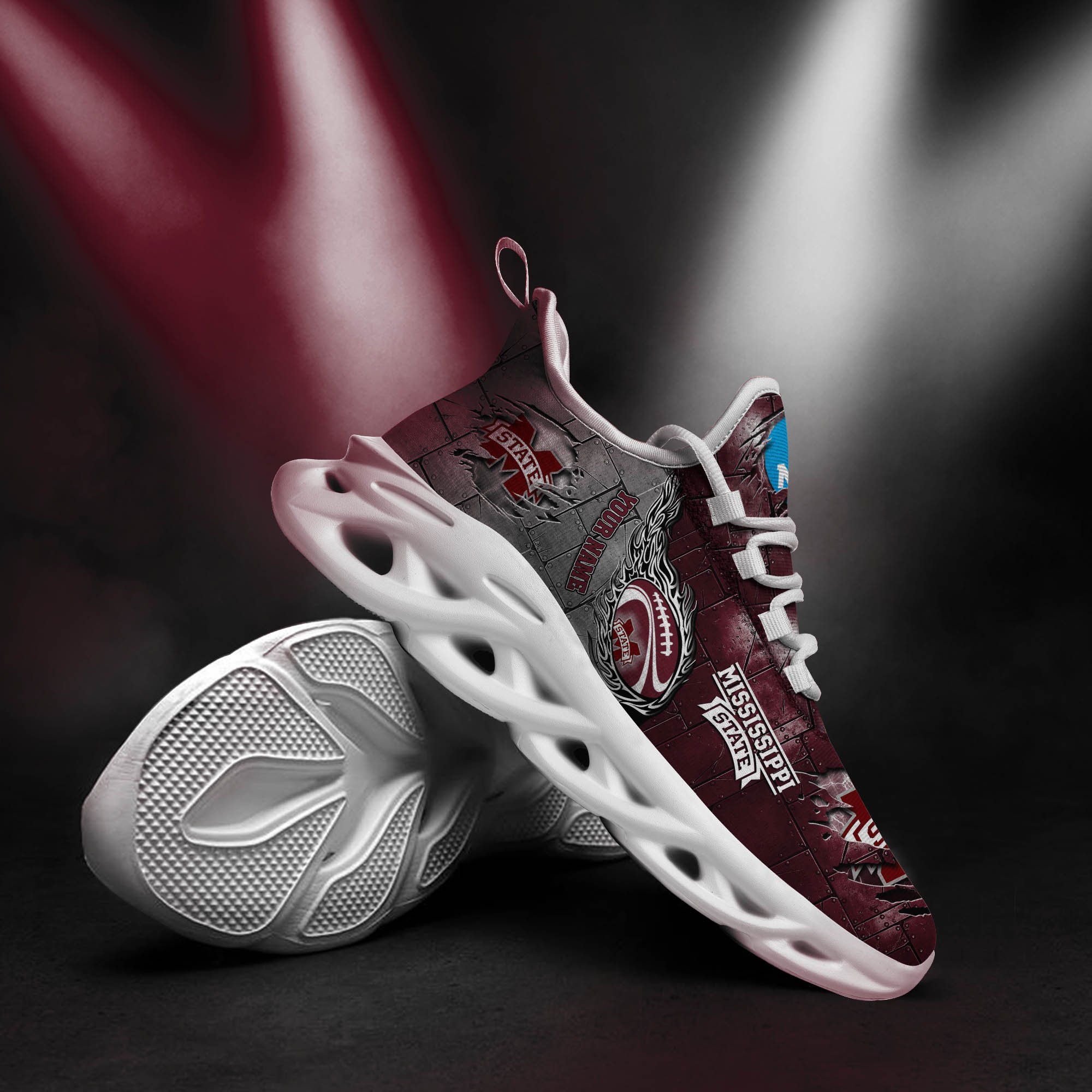 Mississippi State Bulldogs Black Max Soul Shoes 2026 Versions, White Max Soul Shoes Custom Your Name PH879