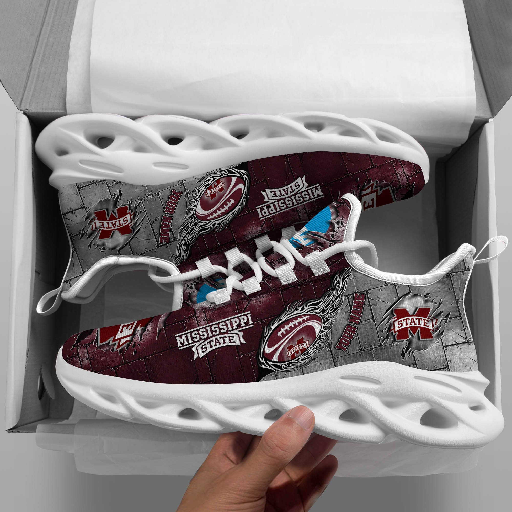 Mississippi State Bulldogs Black Max Soul Shoes 2026 Versions, White Max Soul Shoes Custom Your Name PH879