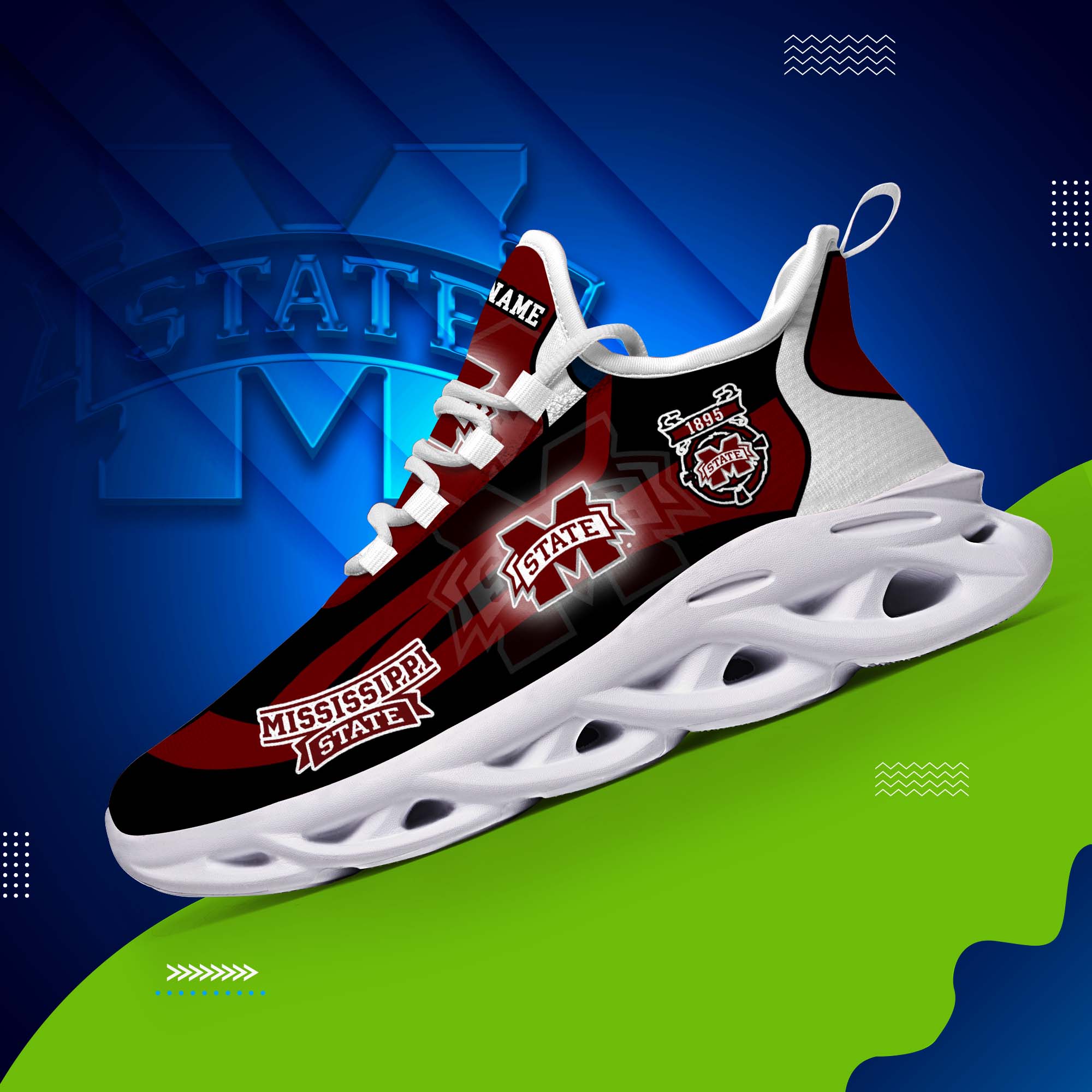 Mississippi State Bulldogs White C Sneakers 2026 Version Personalized Your Name 090