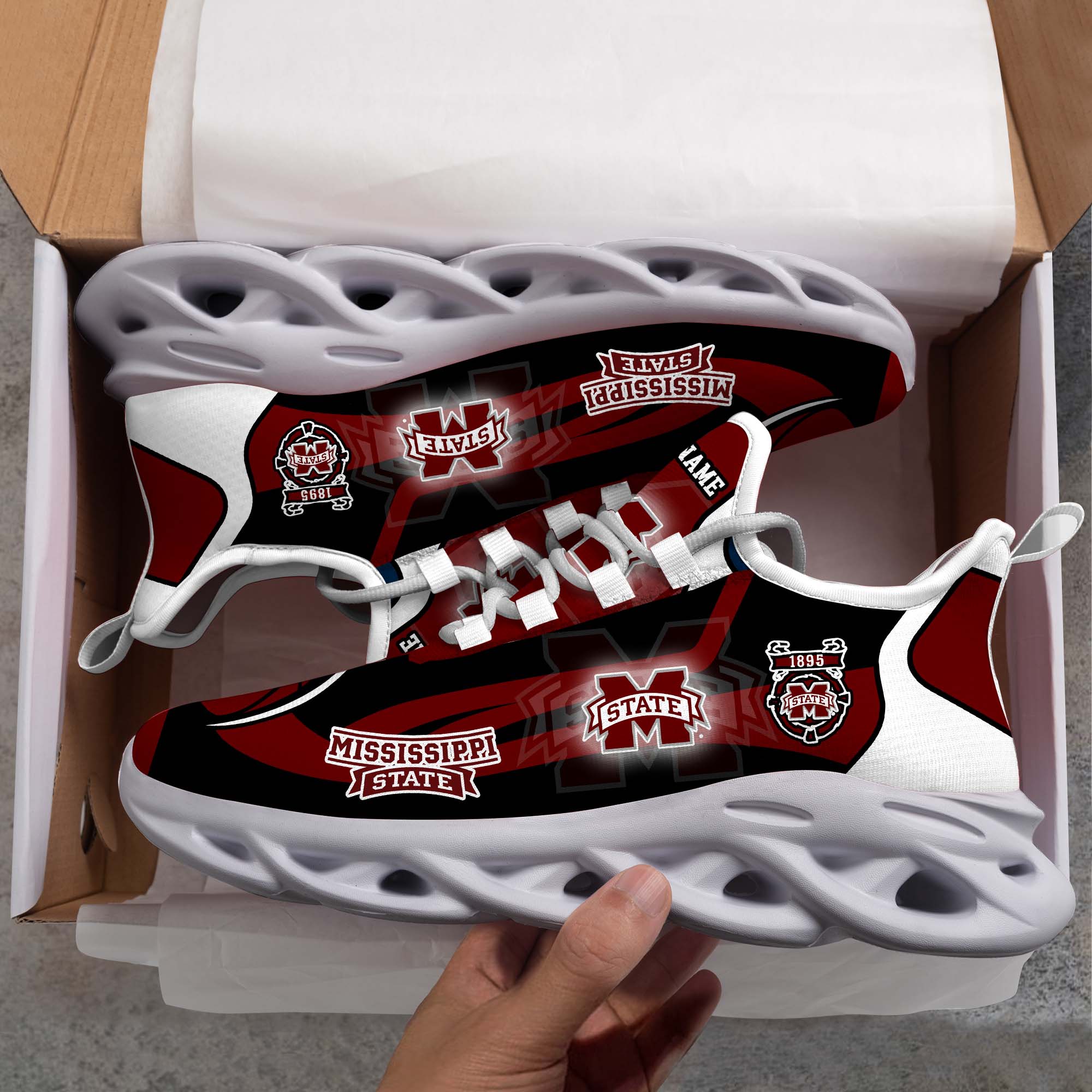Mississippi State Bulldogs White C Sneakers 2026 Version Personalized Your Name 090