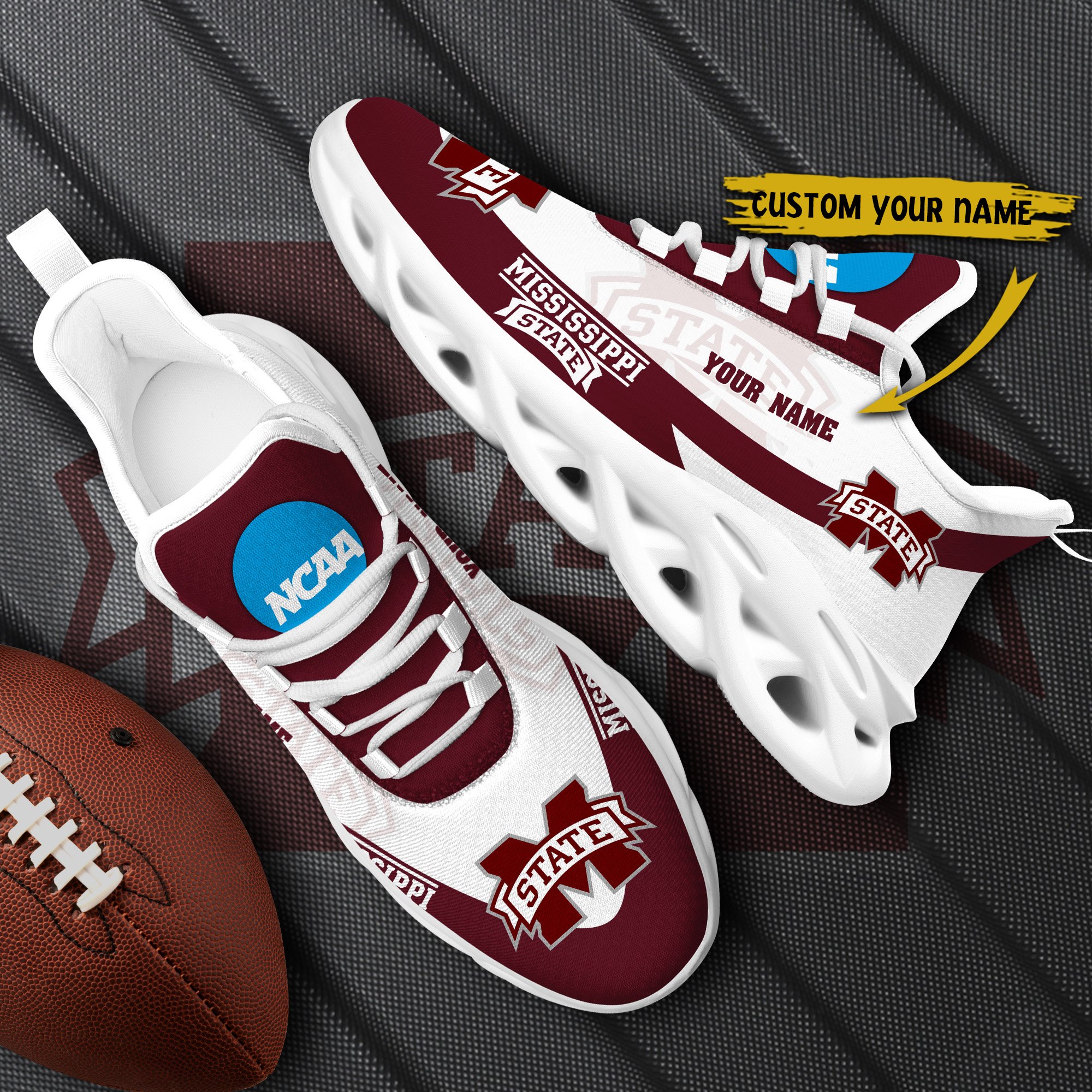 Mississippi State Bulldogs White Max Soul Shoes 2026 Versions Custom Your Name, Sports Gift For Fan PH019