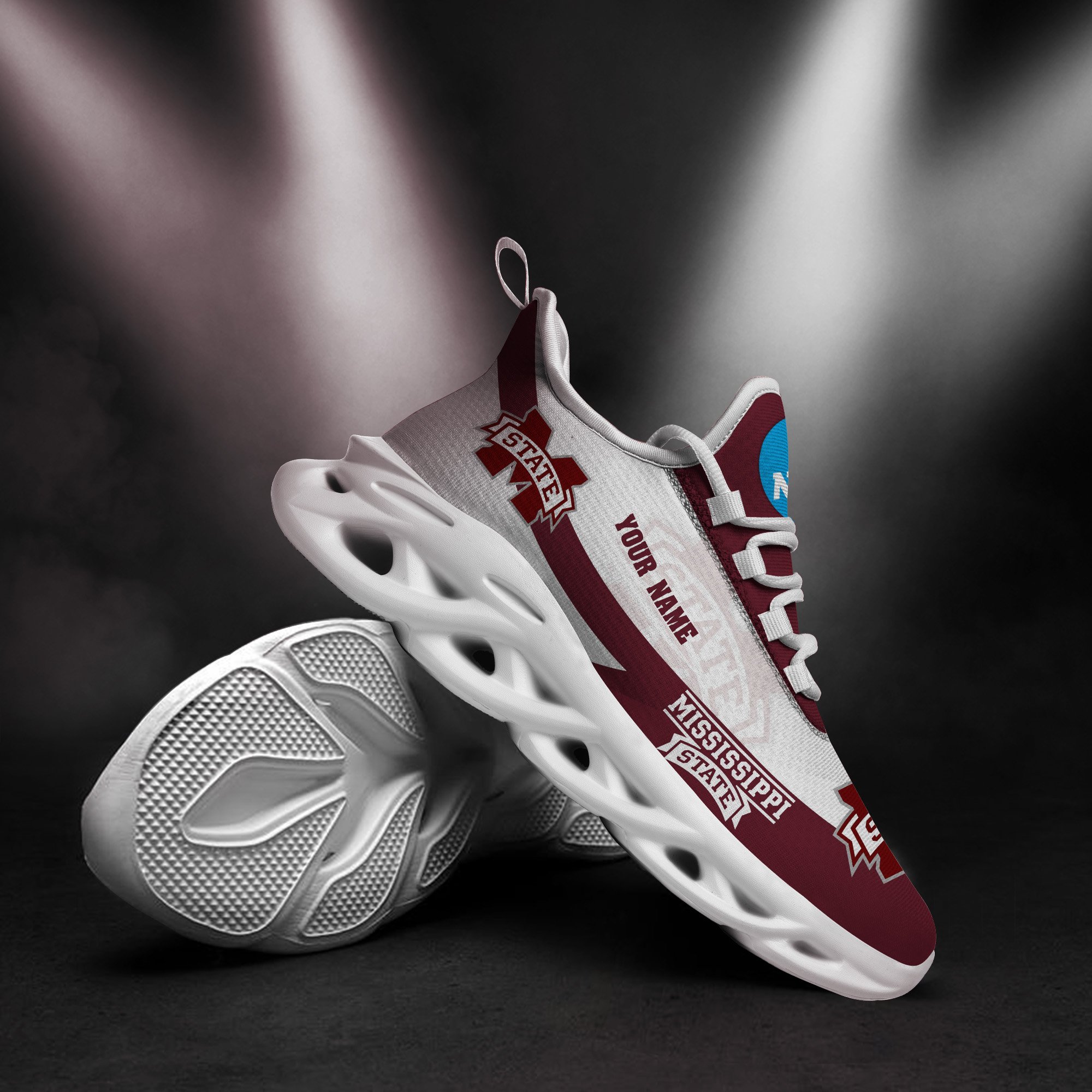 Mississippi State Bulldogs White Max Soul Shoes 2026 Versions Custom Your Name, Sports Gift For Fan PH019