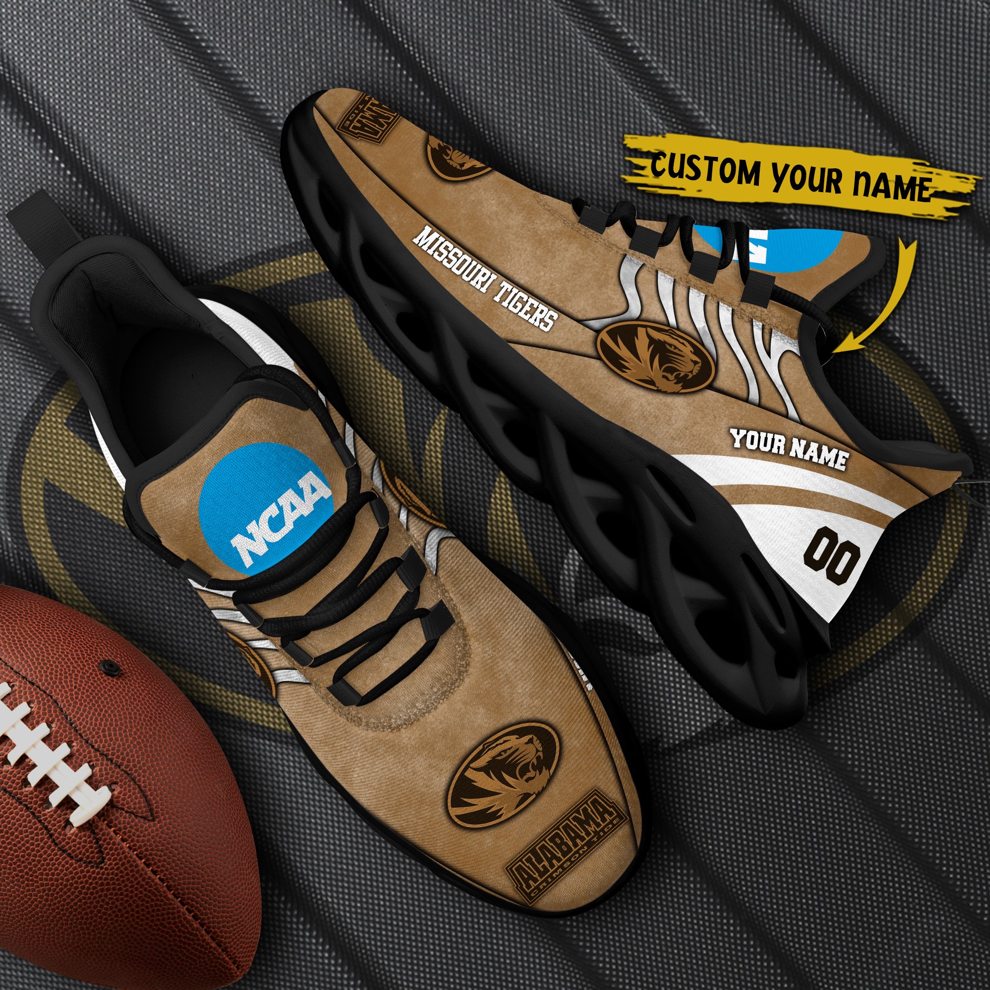 Missouri Tigers Black Max Soul Shoes 2026 Versions Custom Your Name And Number 312