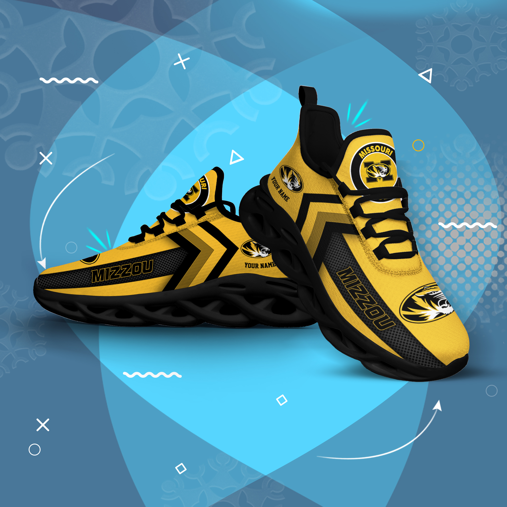 Missouri Tigers Personalized Custom Name Max Soul Shoes DS003