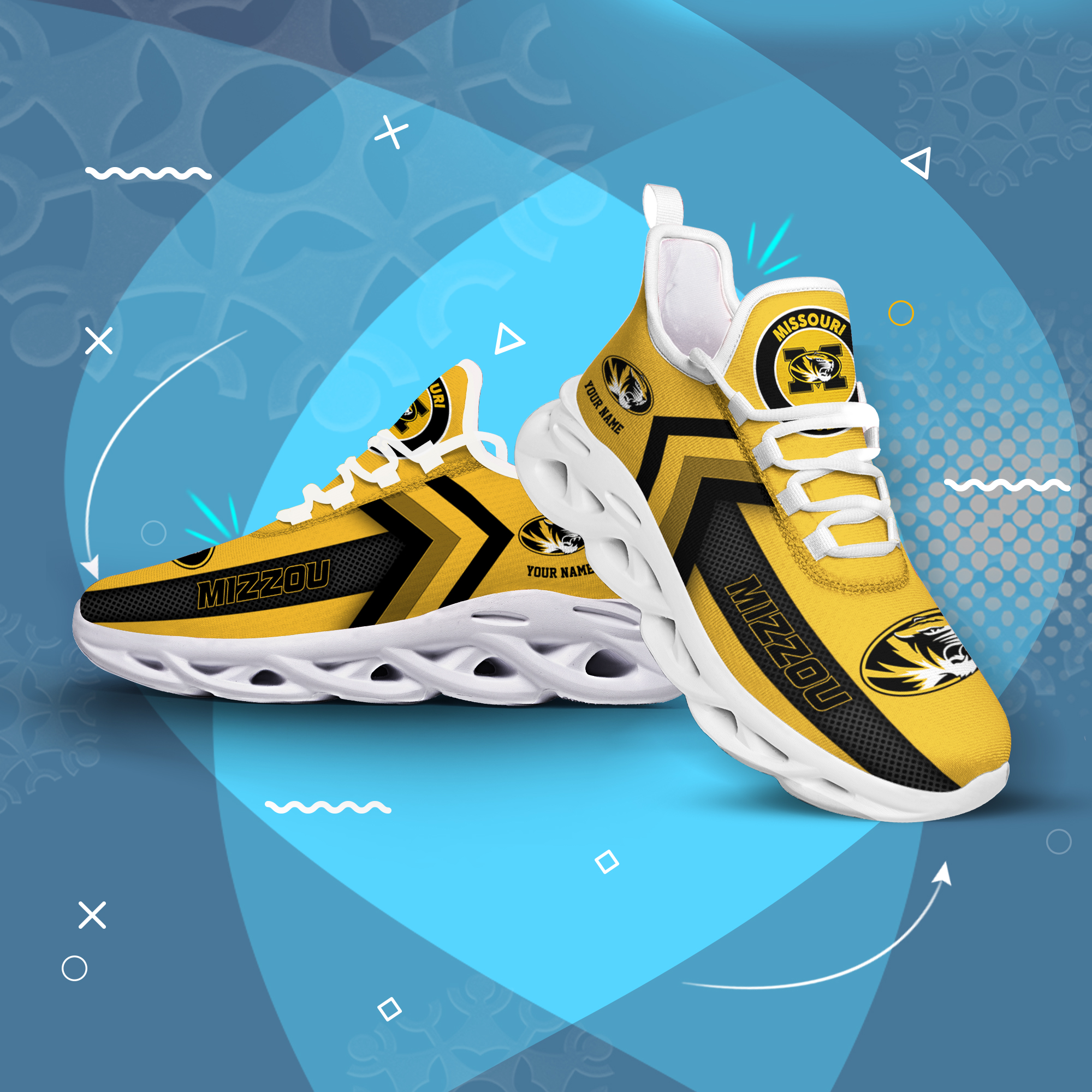 Missouri Tigers Personalized Custom Name Max Soul Shoes DS003