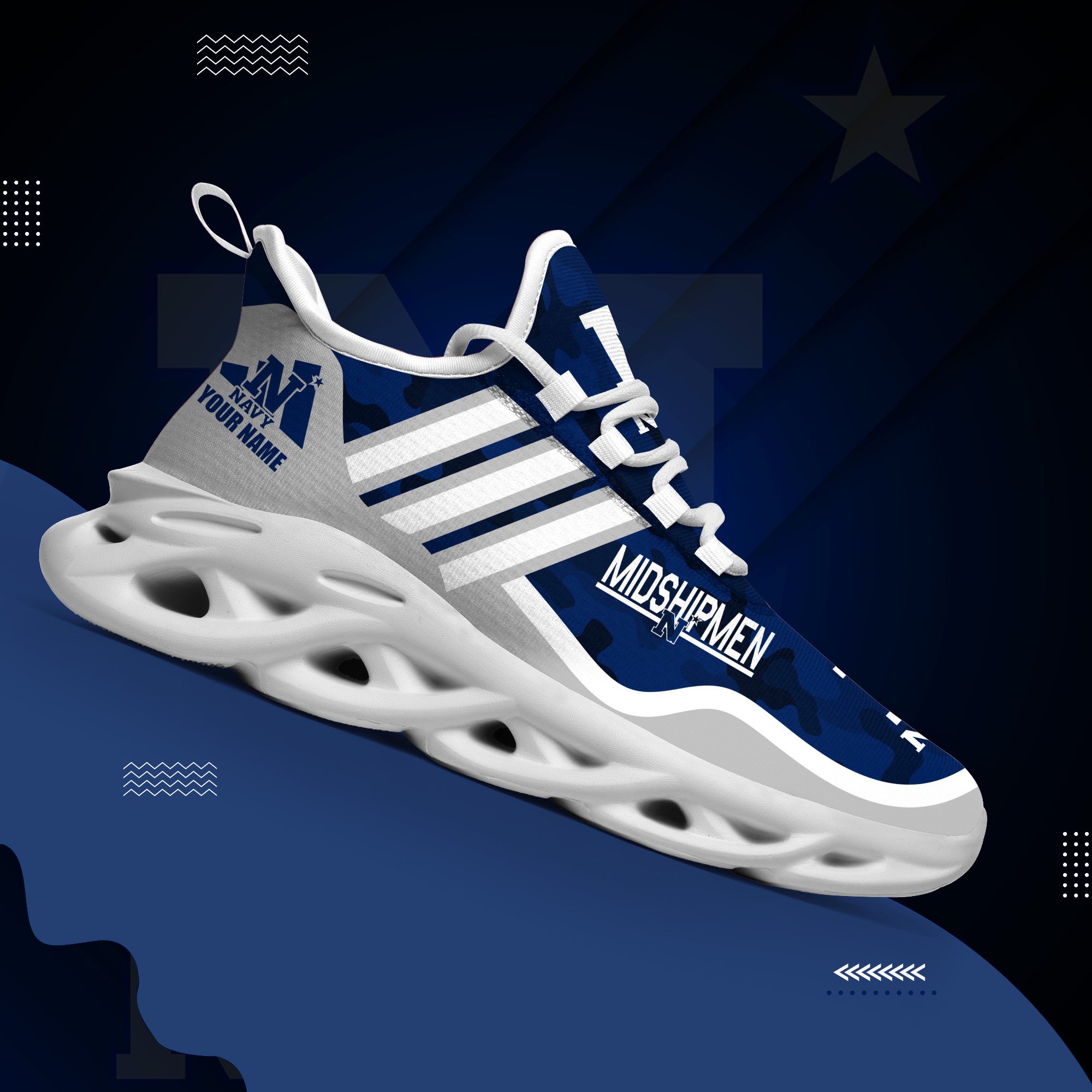 Navy Midshipmen Black Max Soul Shoes 2026 Versions Custom Name 466