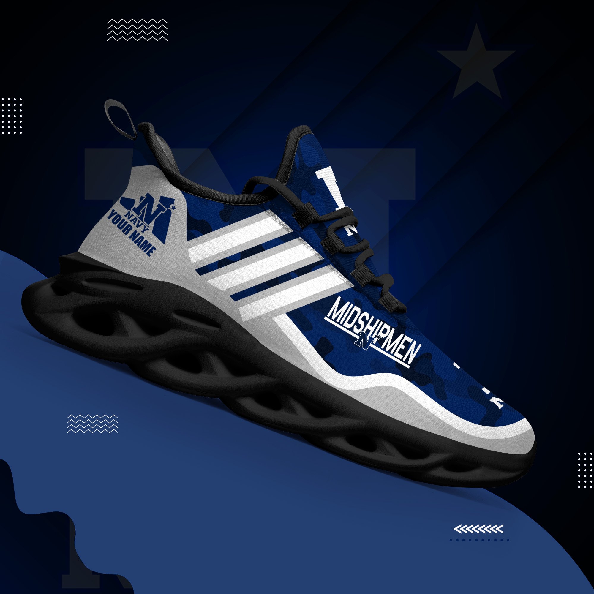 Navy Midshipmen Black Max Soul Shoes 2026 Versions Custom Name 466