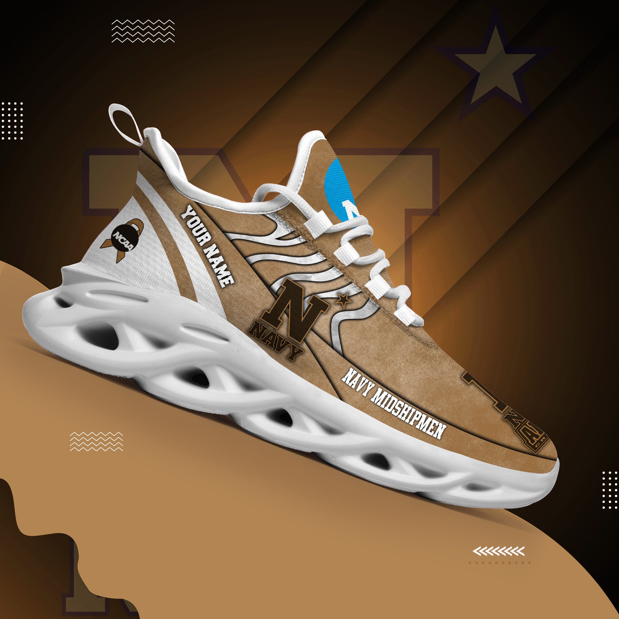 Navy Midshipmen Black Max Soul Shoes 2026 Versions Custom Your Name And Number 312