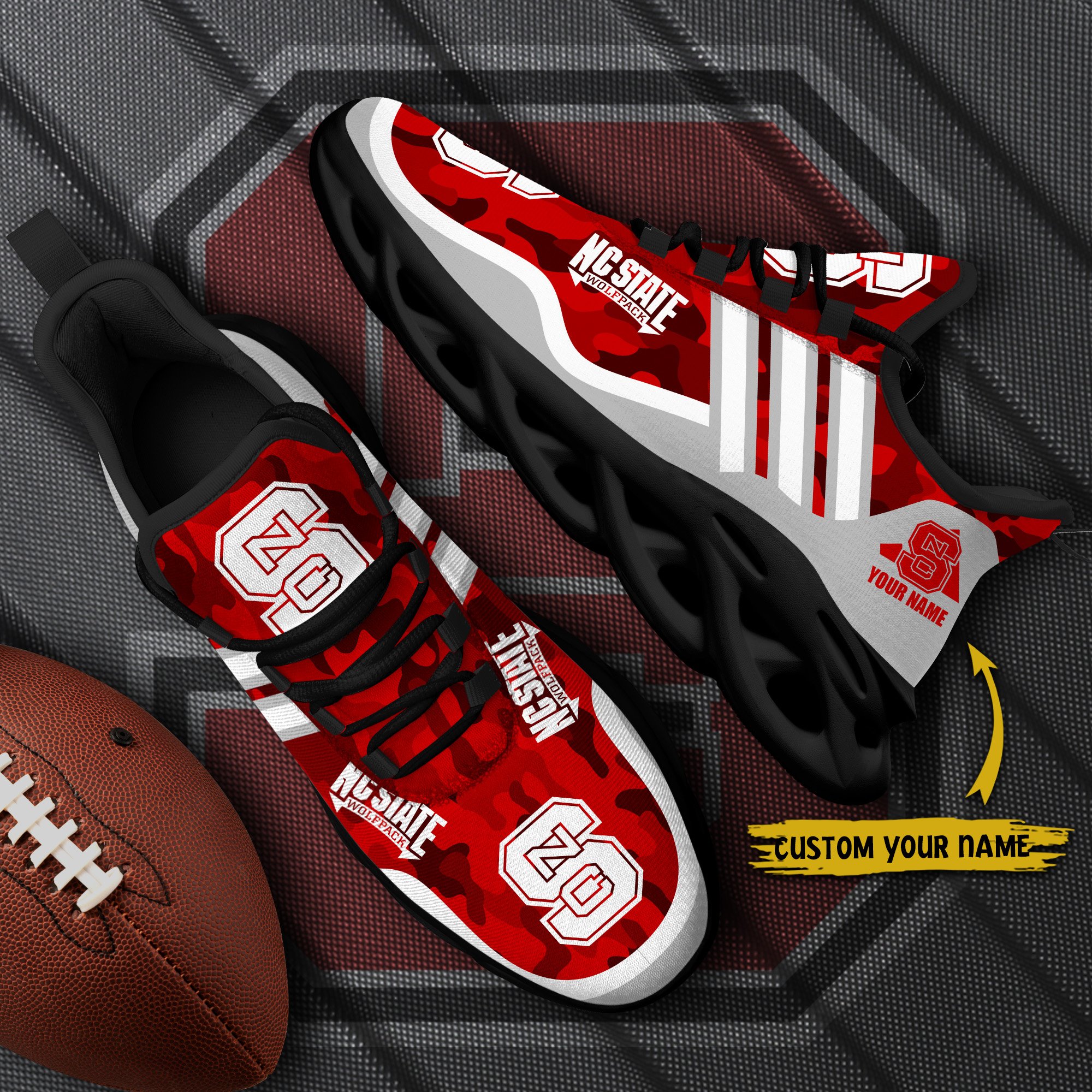 NC State Wolfpack Black Max Soul Shoes 2026 Versions Custom Name 466