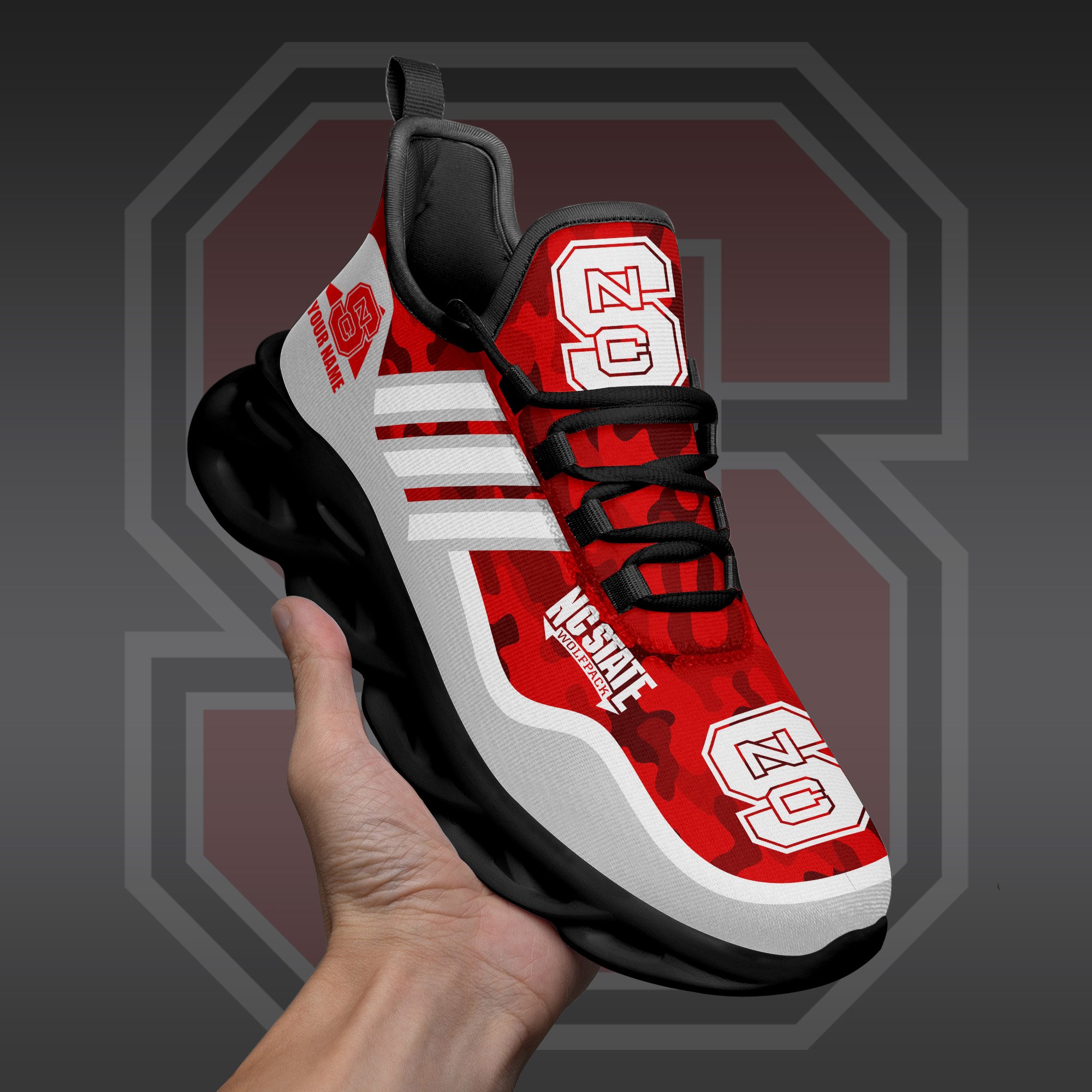 NC State Wolfpack Black Max Soul Shoes 2026 Versions Custom Name 466
