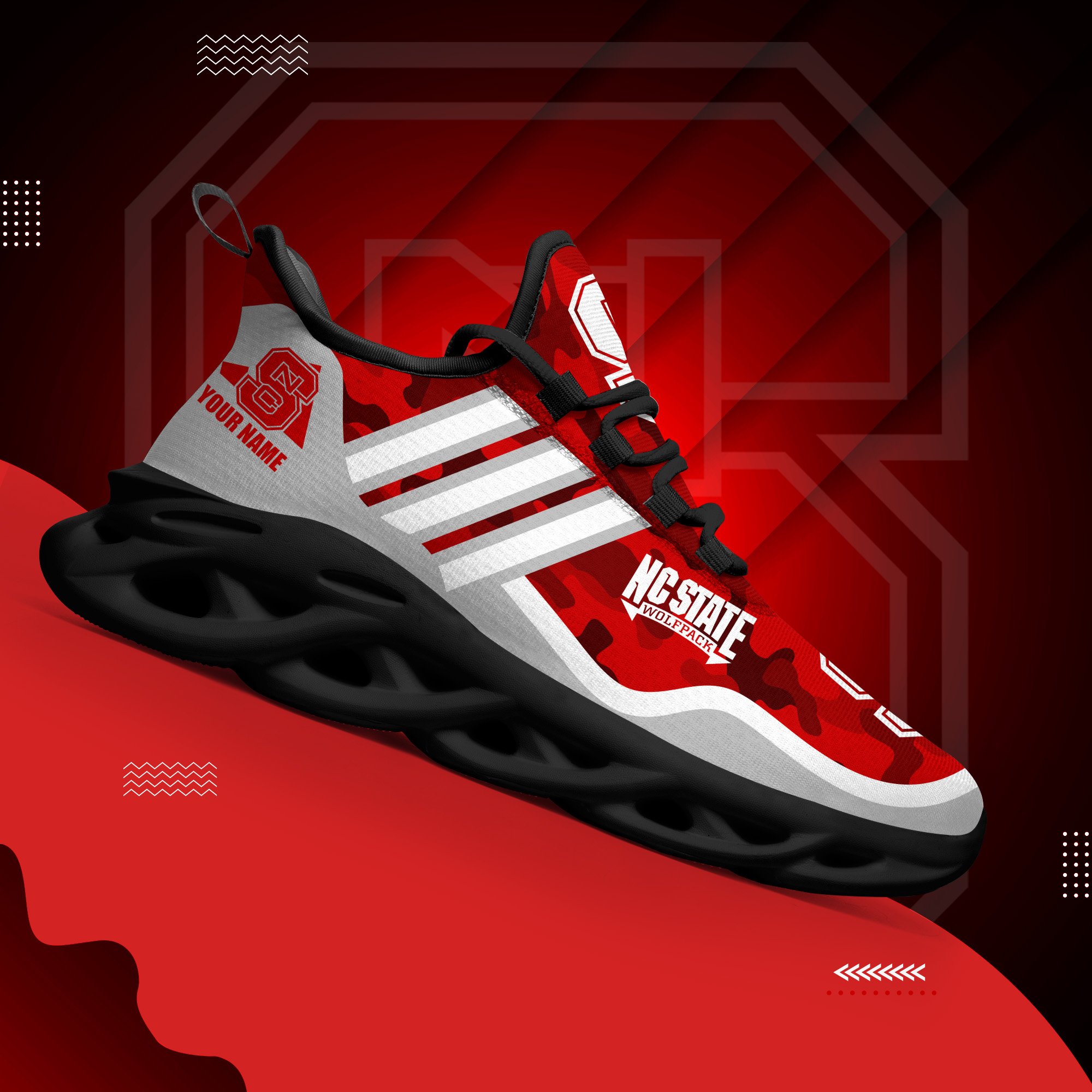 NC State Wolfpack Black Max Soul Shoes 2026 Versions Custom Name 466