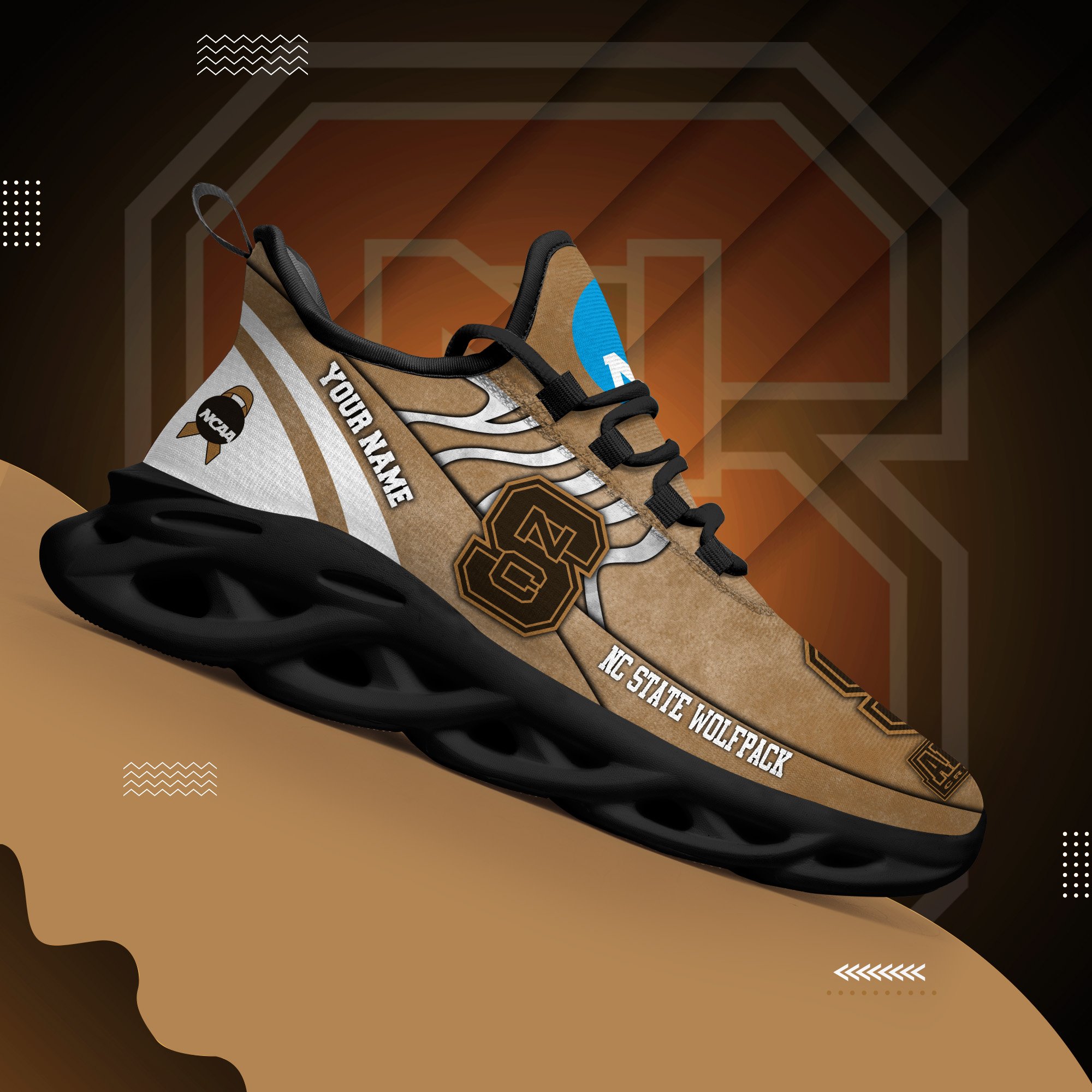 NC State Wolfpack Black Max Soul Shoes 2026 Versions Custom Your Name And Number 312