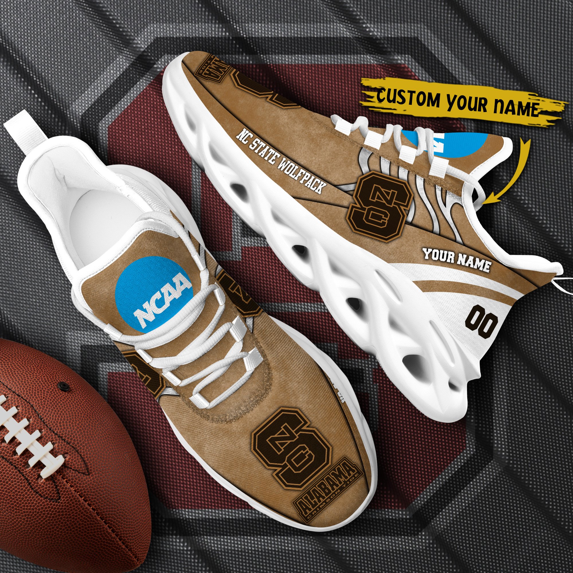 NC State Wolfpack Black Max Soul Shoes 2026 Versions Custom Your Name And Number 312