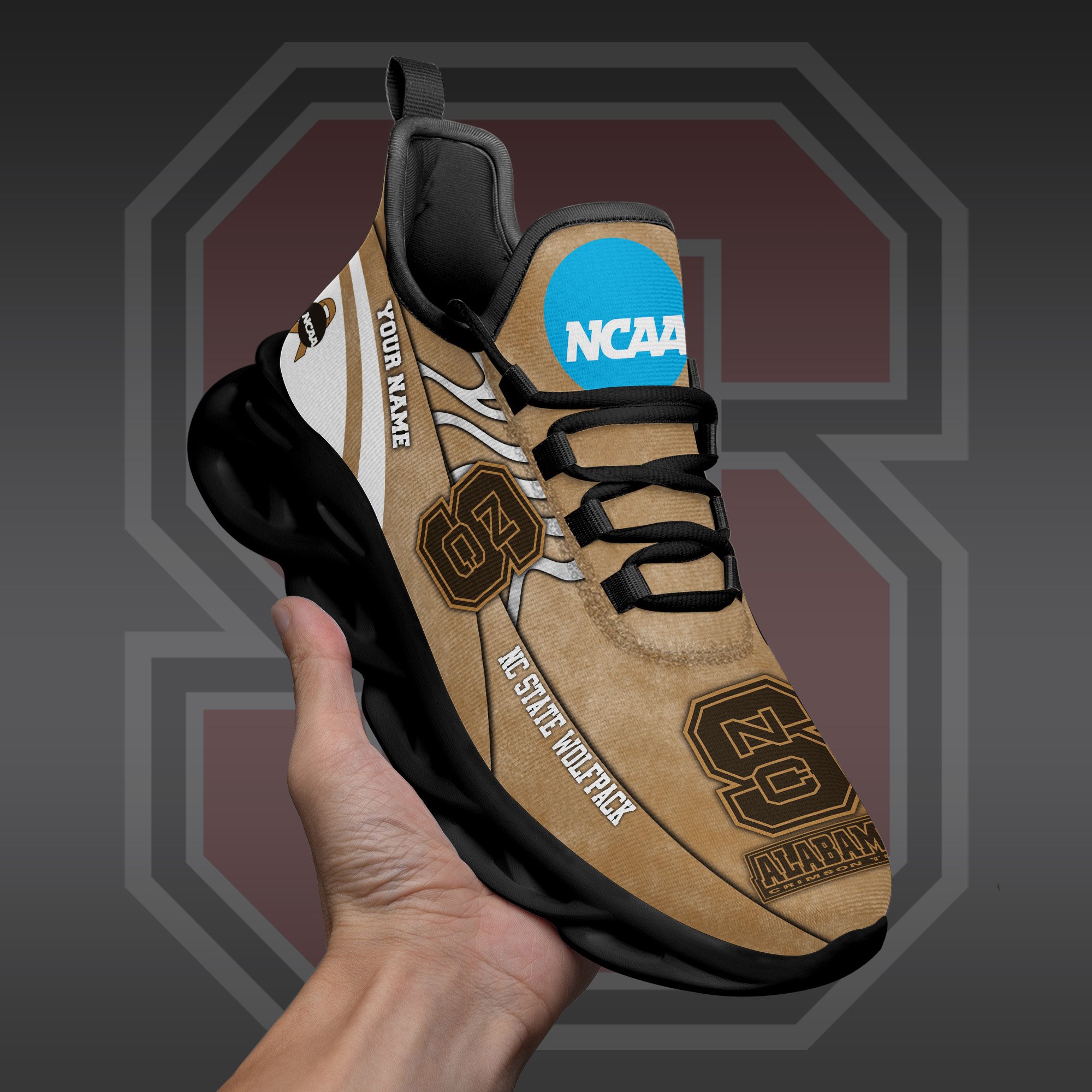 NC State Wolfpack Black Max Soul Shoes 2026 Versions Custom Your Name And Number 312
